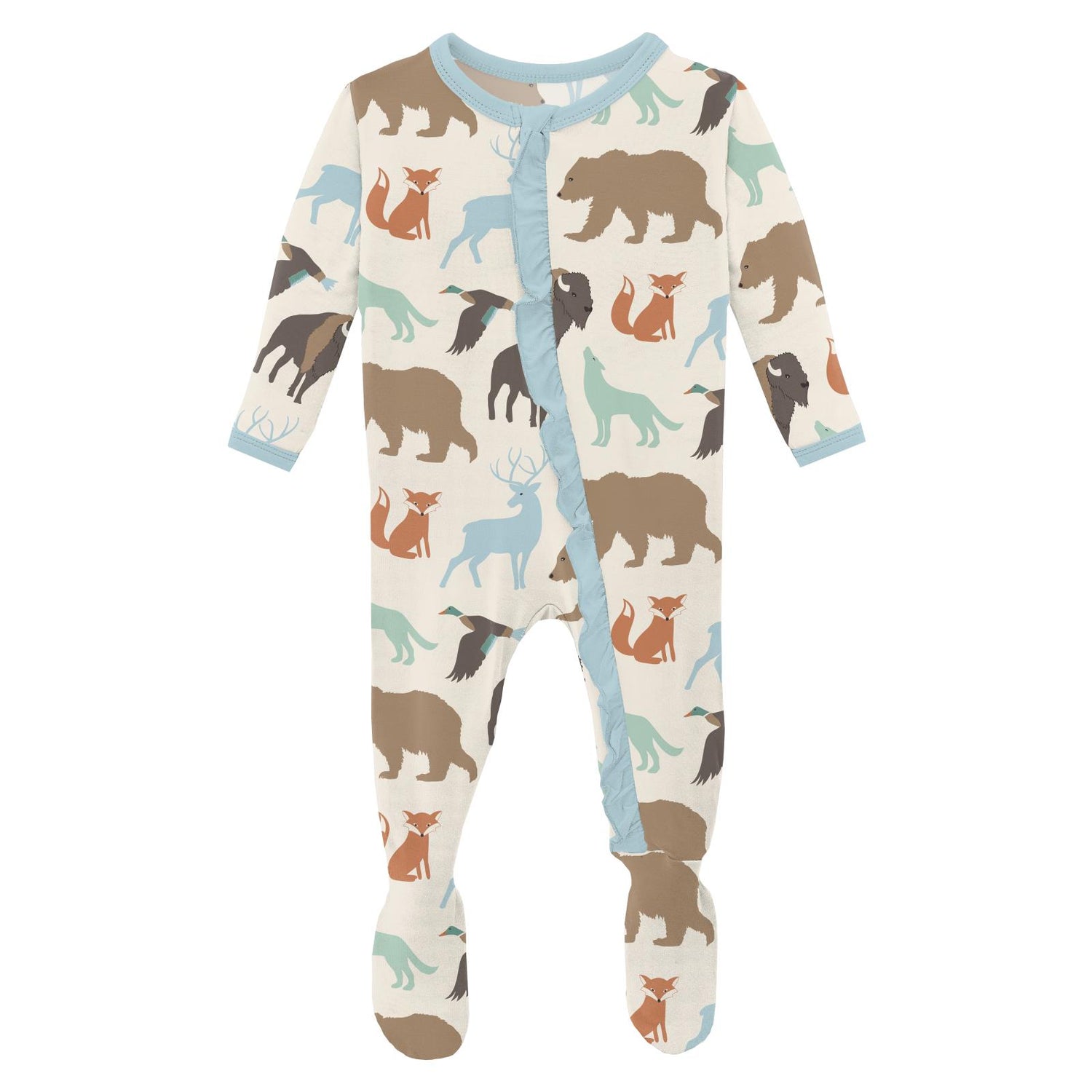 Print Classic Ruffle Footie with 2 Way Zipper in National Wildlife Federation