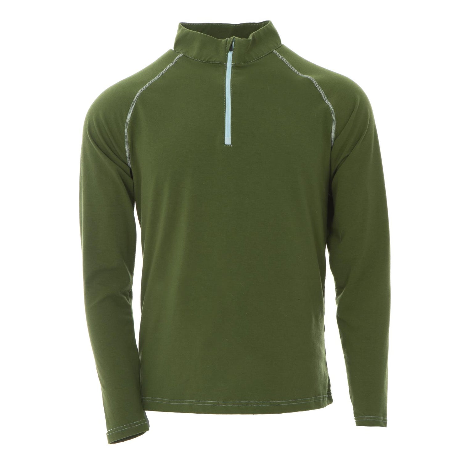 Men's Long Sleeve Luxe Jersey Sport Tee in Moss with Spring Sky