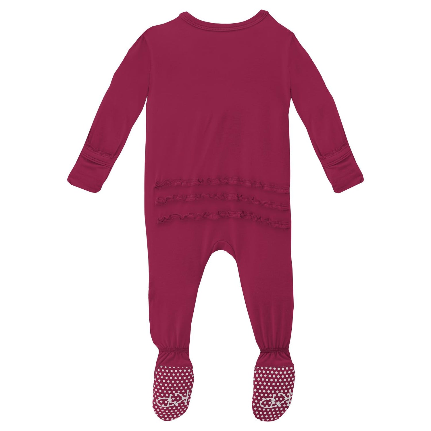 Muffin Ruffle Footie with Zipper in Rhododendron