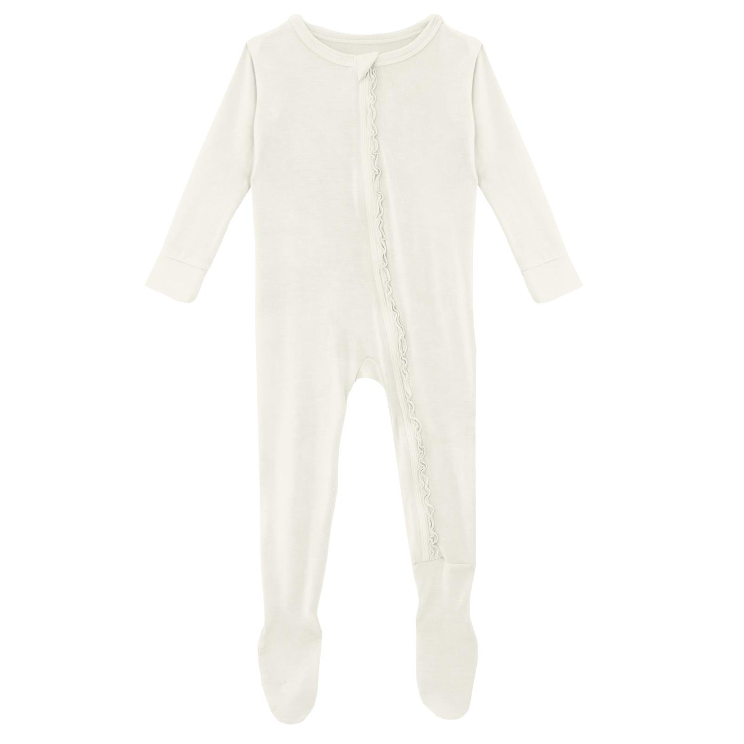 Muffin Ruffle Footie with Zipper in Natural