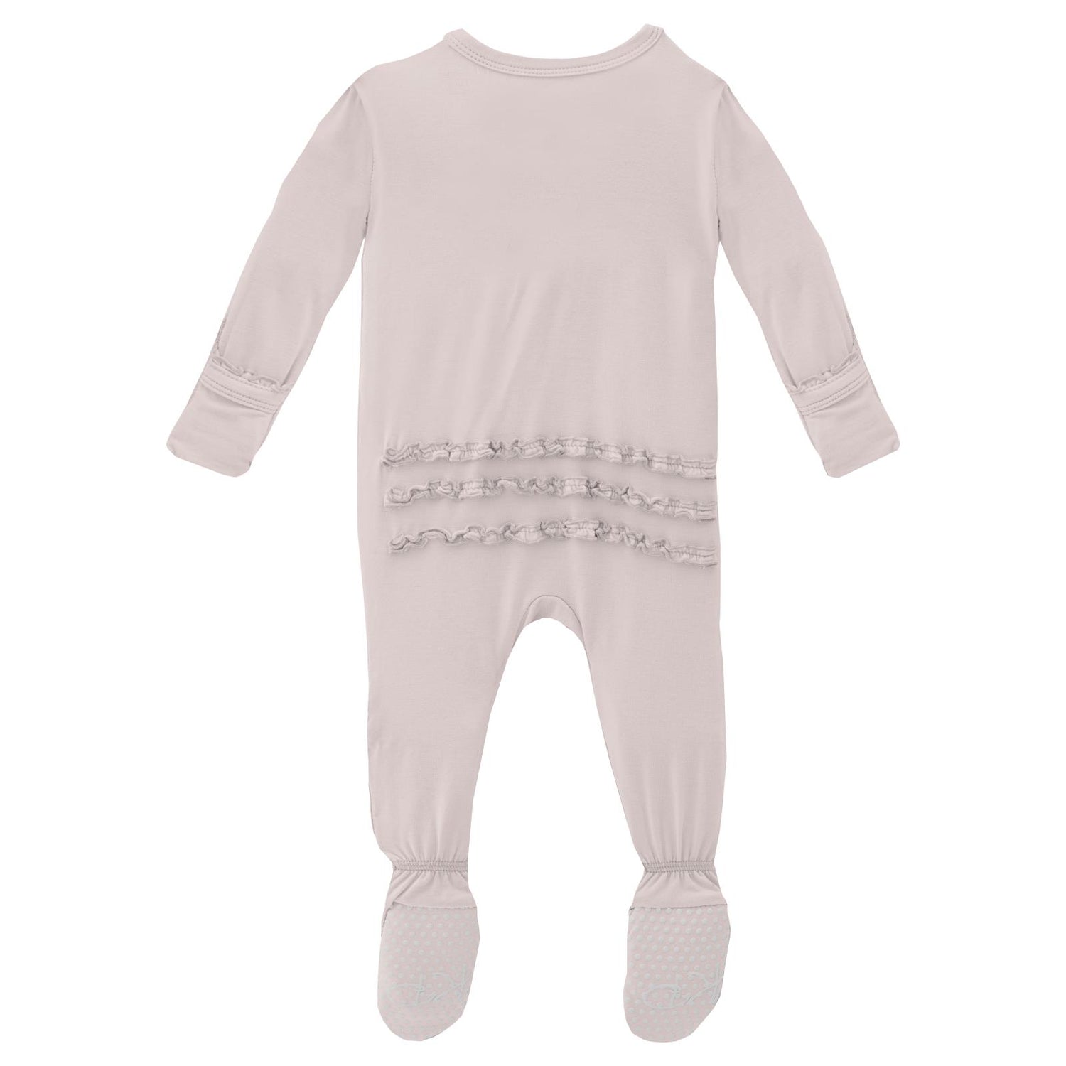 Muffin Ruffle Footie with Zipper in Macaroon