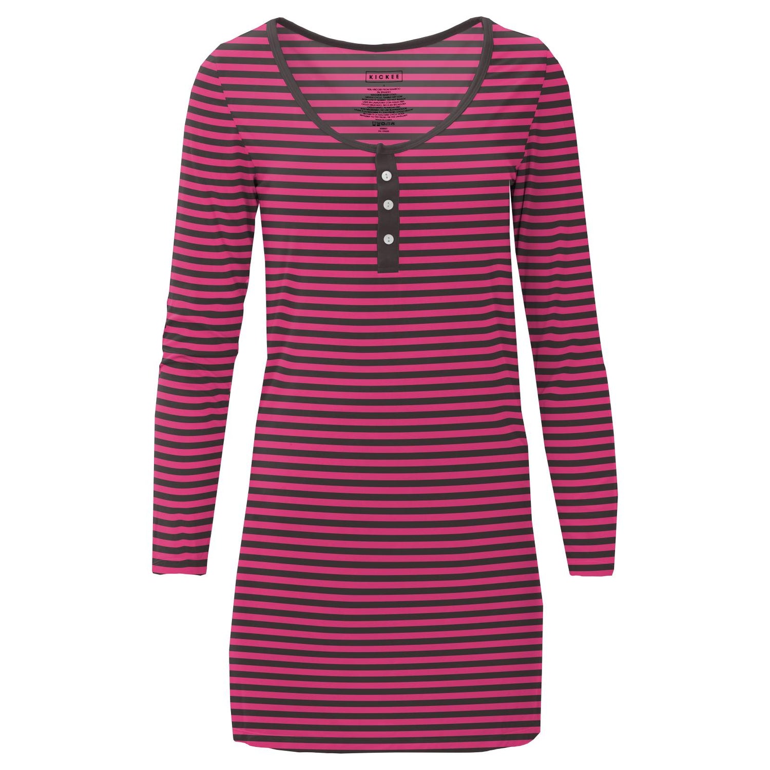 Women's Print Long Sleeve Nightshirt in Awesome Stripe