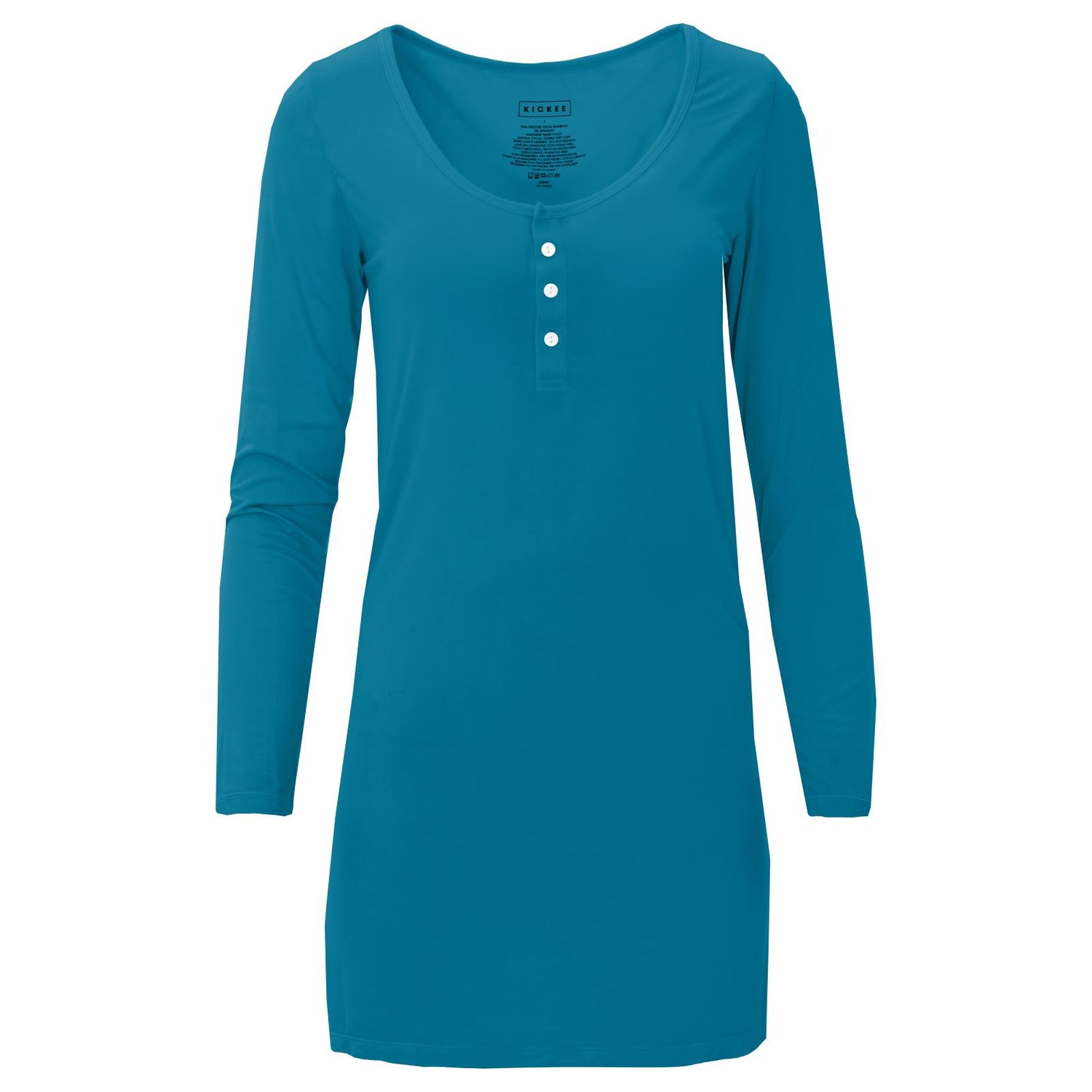 Women's Long Sleeve Nightshirt in Cerulean Blue