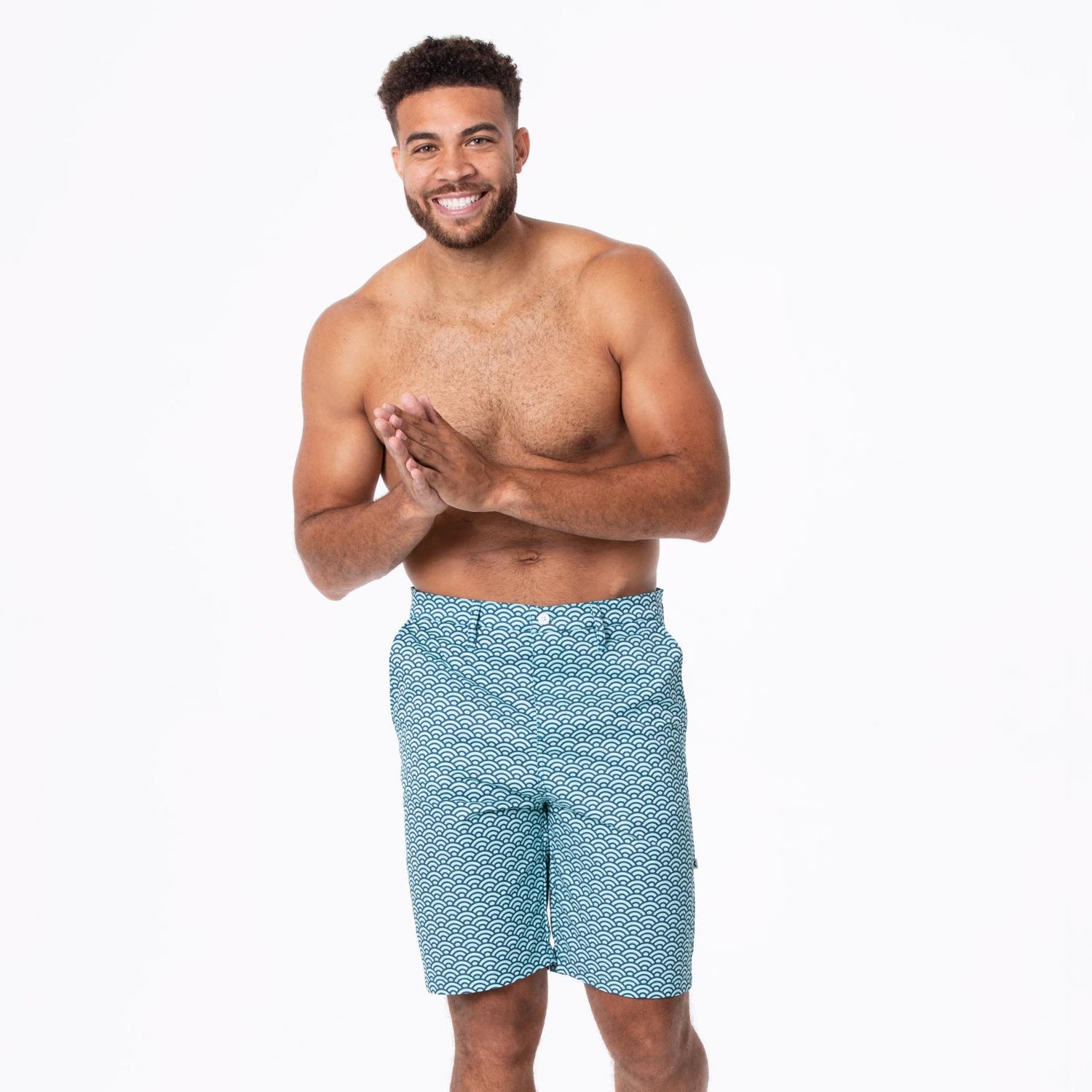 Men's Print Hybrid Swim Shorts in Summer Sky Waves