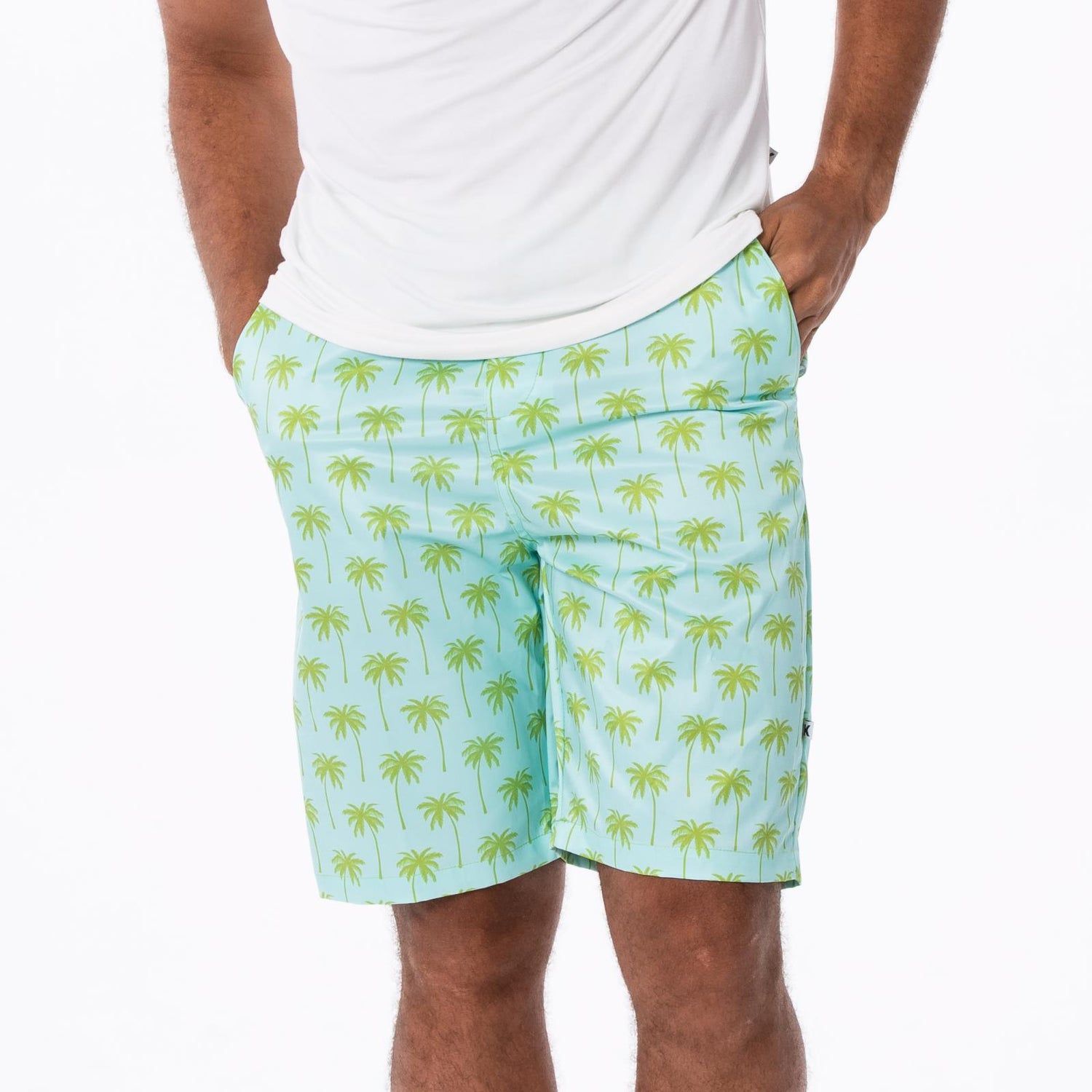 Men's Print Hybrid Swim Shorts in Summer Sky Palm Trees