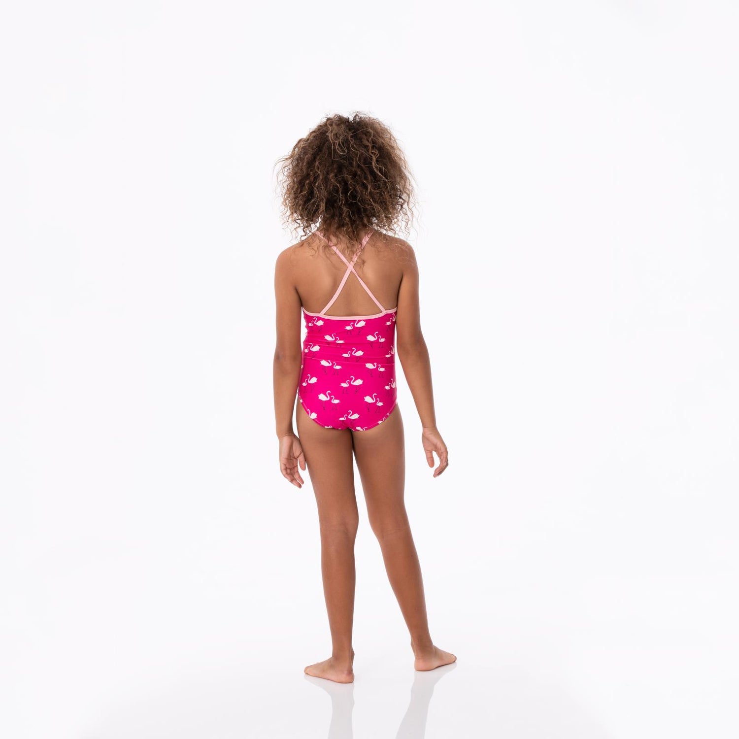Print One-Piece Bathing Suit in Calypso Flamingos