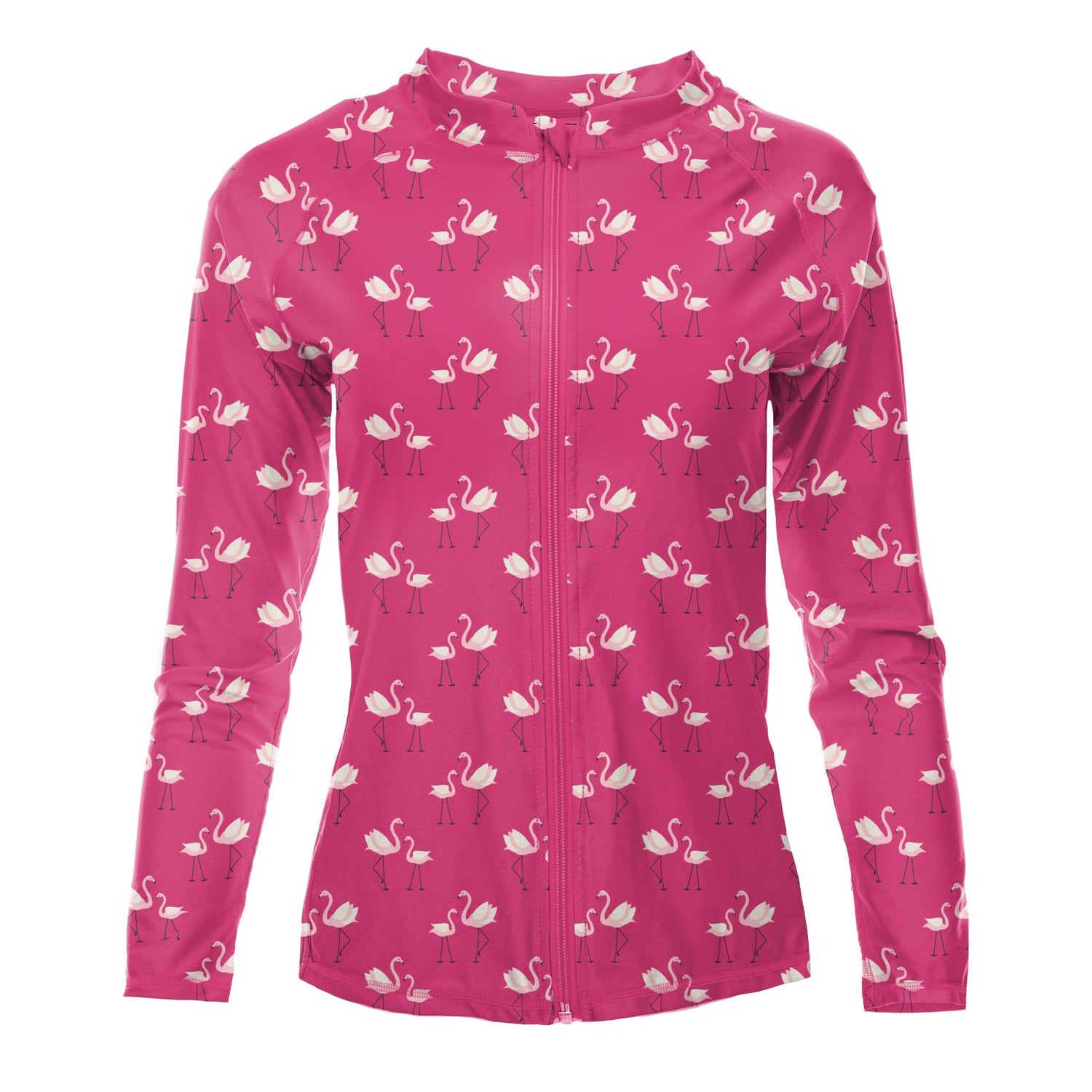 Women's Print Long Sleeve Swim and Sun Cover Up in Calypso Flamingos