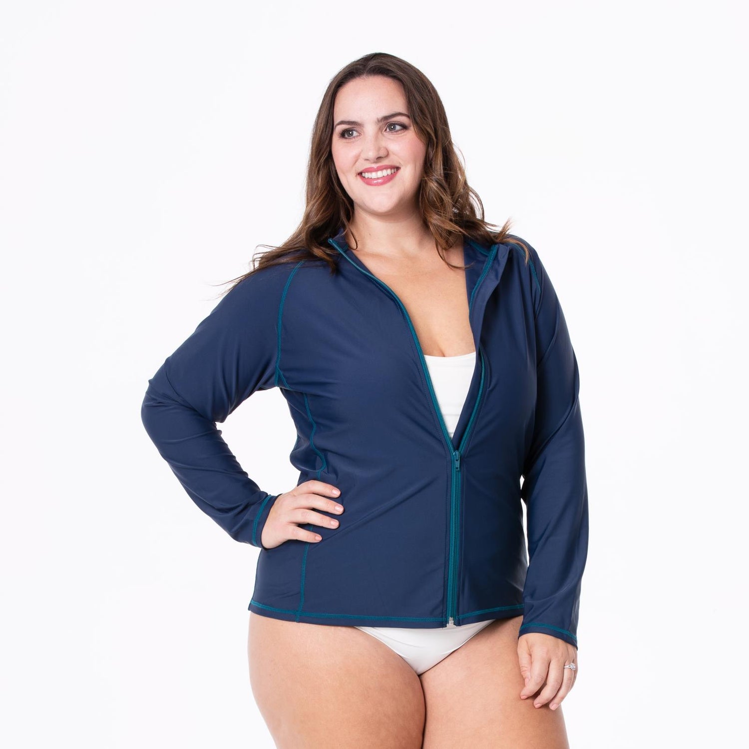 Women's Long Sleeve Swim and Sun Cover Up in Peacock