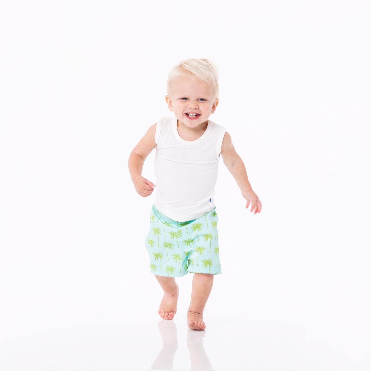 Print Boy's Swim Trunks in Summer Sky Palm Trees