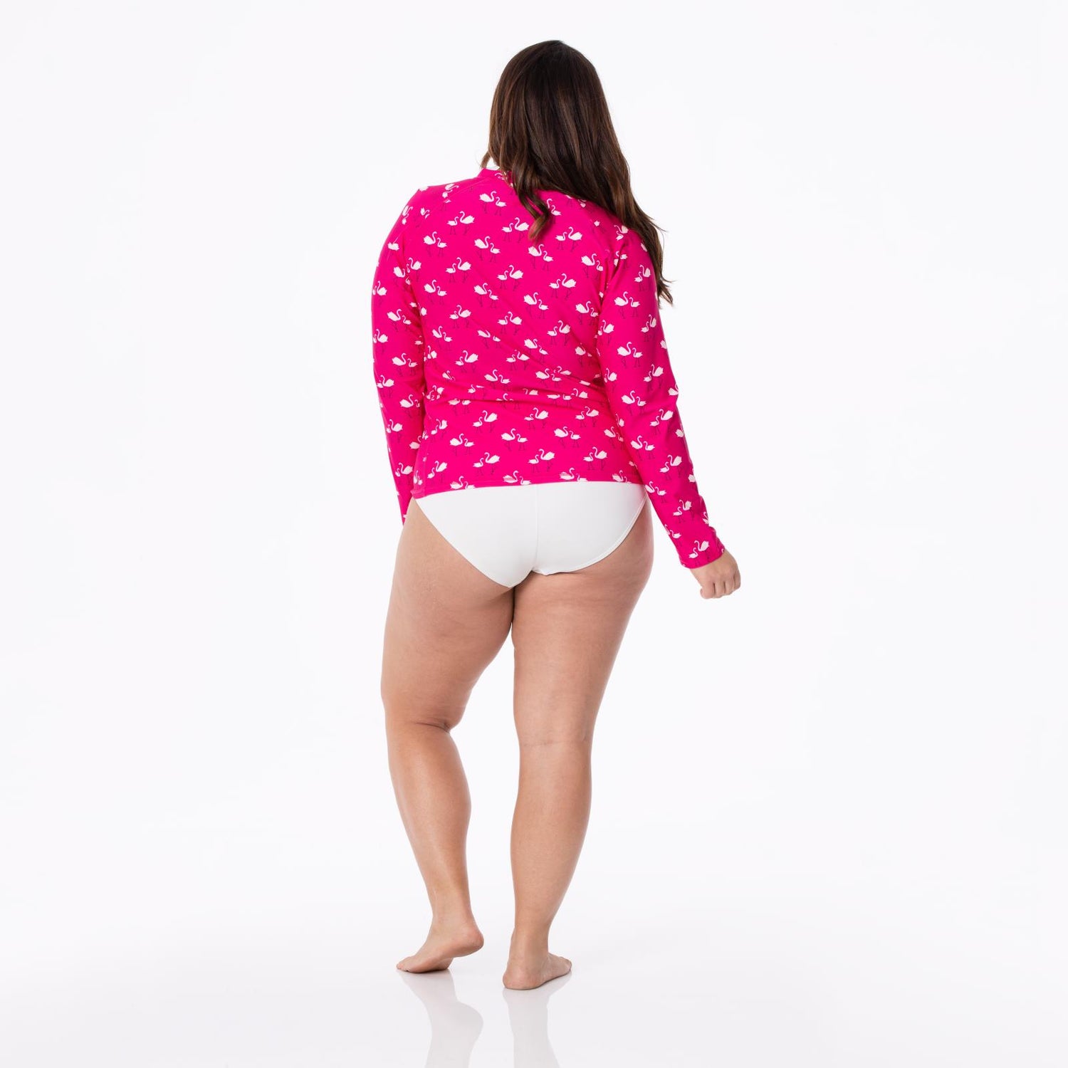 Women's Print Long Sleeve Swim and Sun Cover Up in Calypso Flamingos