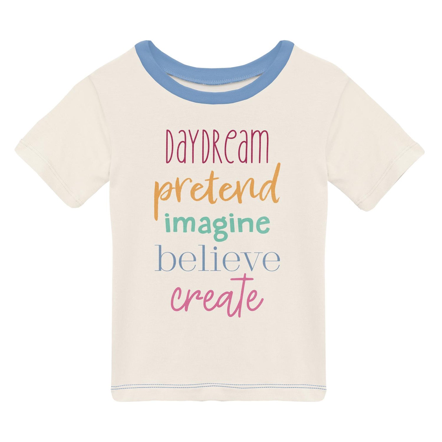 Short Sleeve Easy Fit Crew Neck Graphic Tee in Natural Daydream