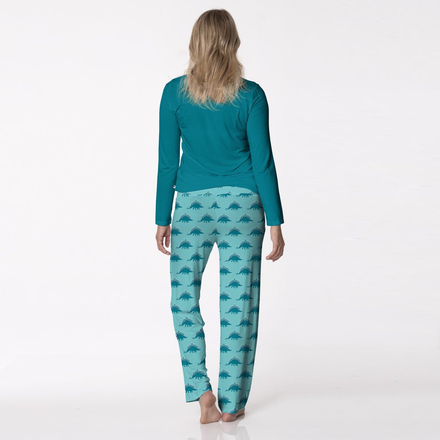 Women's Long Sleeve Loosey Goosey Tee & Pajama Pants Set in Iceberg Menorahsaurus