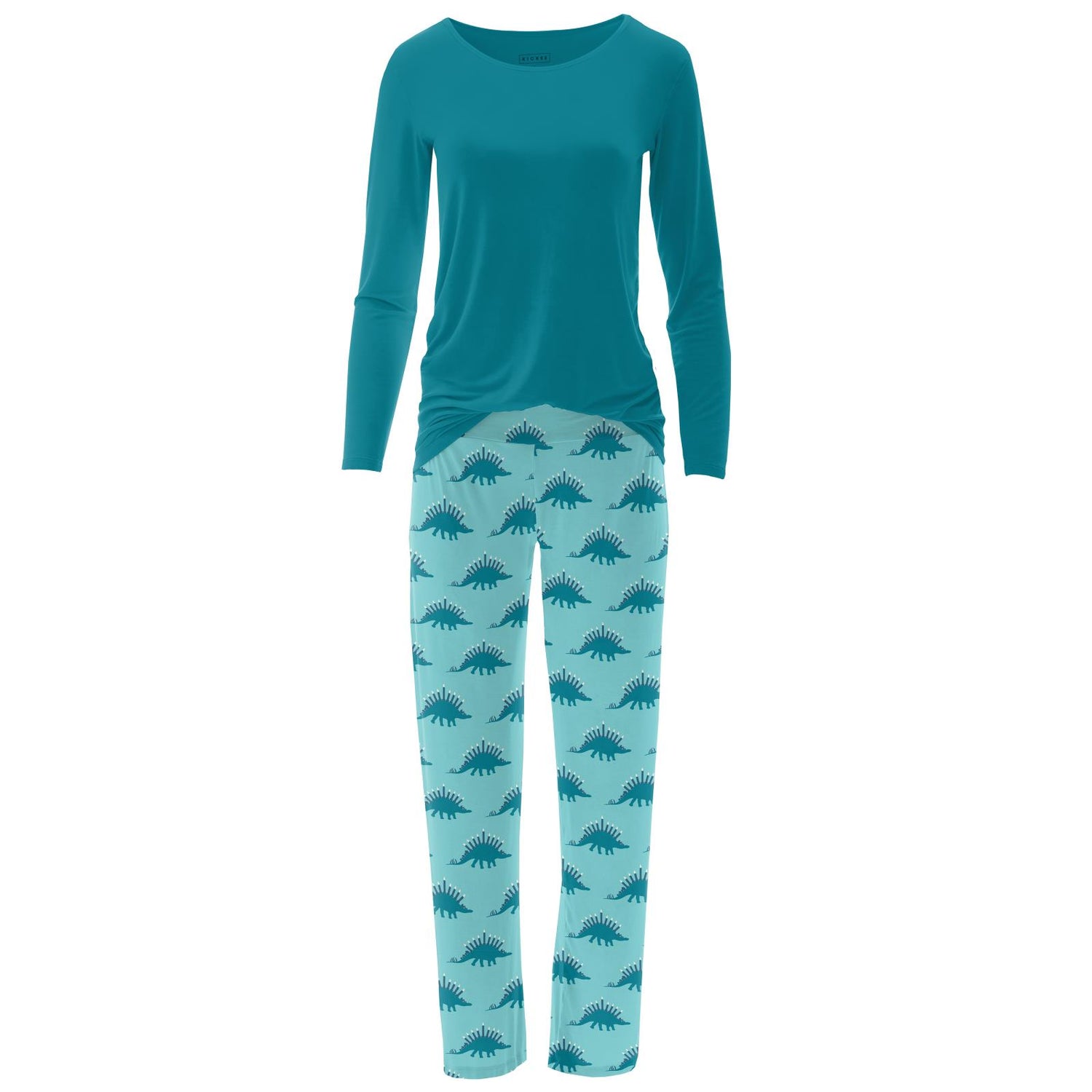 Women's Long Sleeve Loosey Goosey Tee & Pajama Pants Set in Iceberg Menorahsaurus