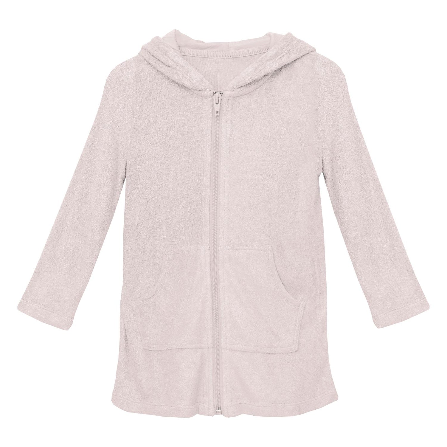 Terry Zip-Front After Swim Robe in Macaroon