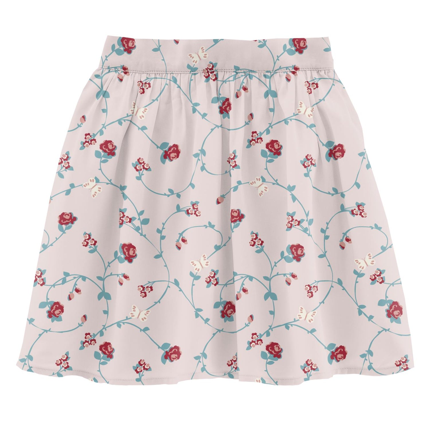 Print Woven Skirt in Macaroon Floral Vines