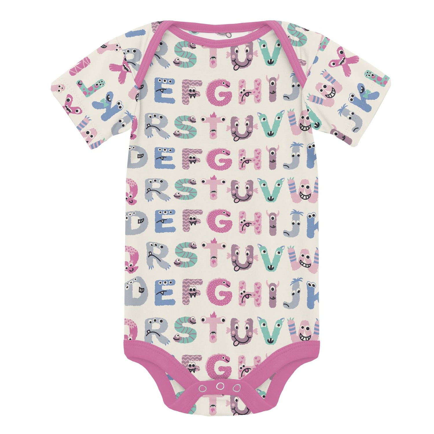 Print Short Sleeve One Piece in Natural ABC Monsters