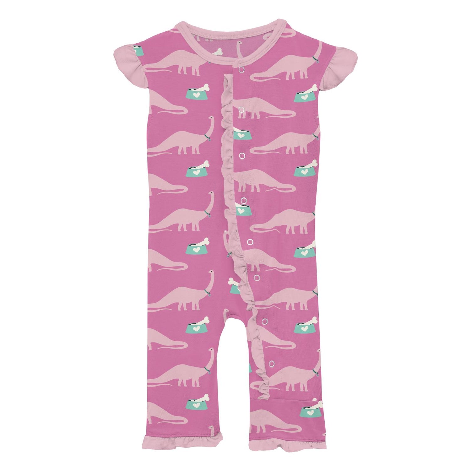 Print Ruffle Tank Romper in Tulip Pet Dino