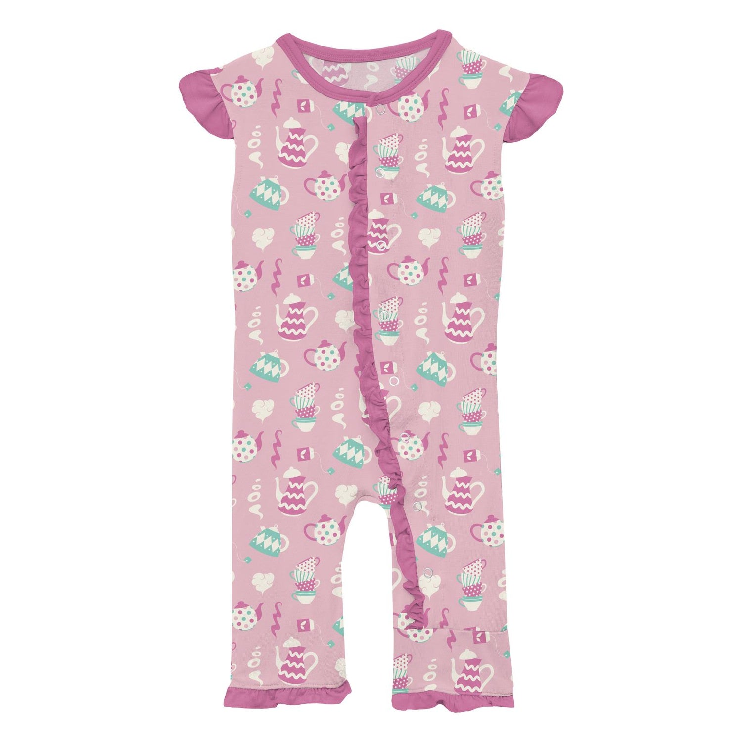 Print Ruffle Tank Romper in Cake Pop Tea Party