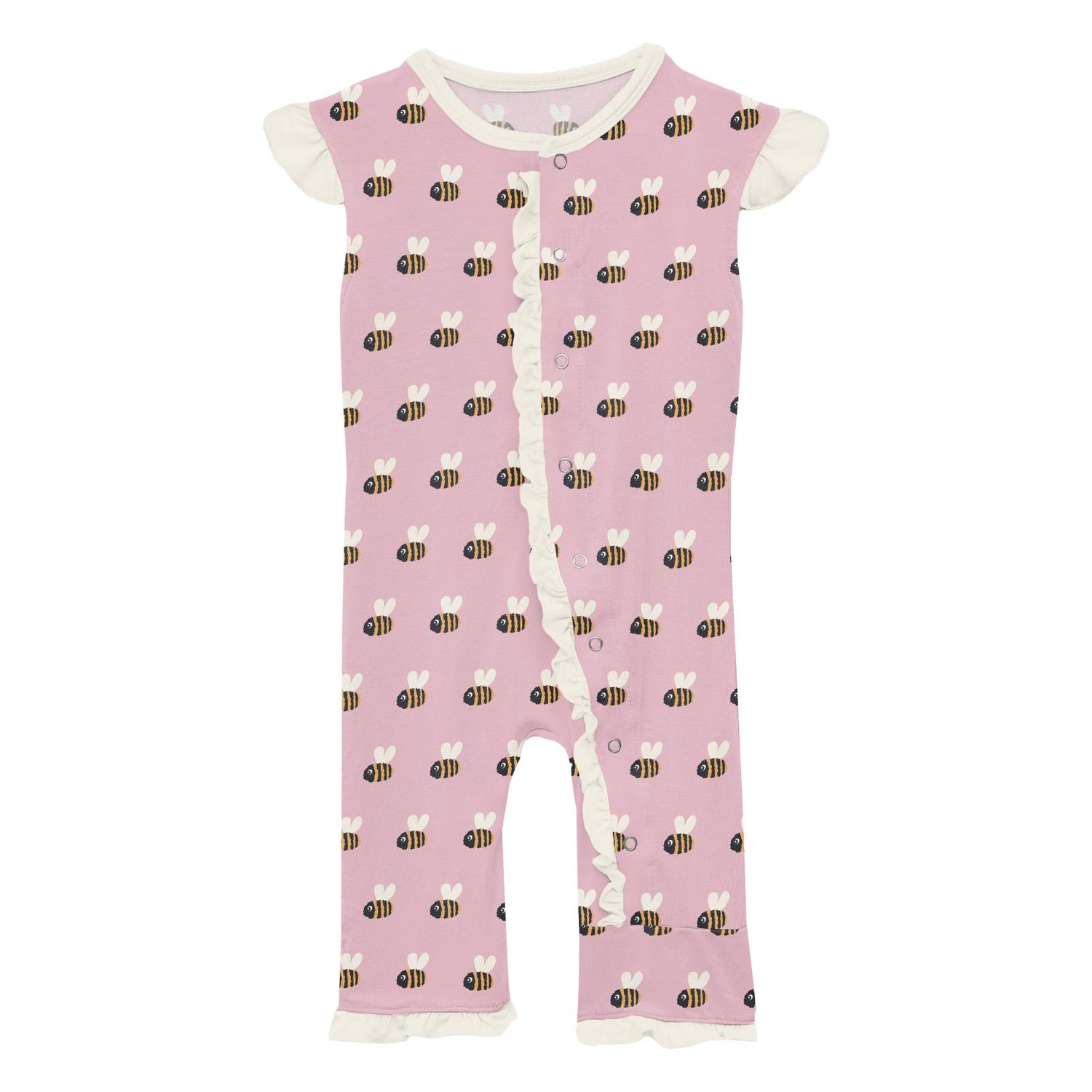 Print Ruffle Tank Romper in Cake Pop Baby Bumblebee
