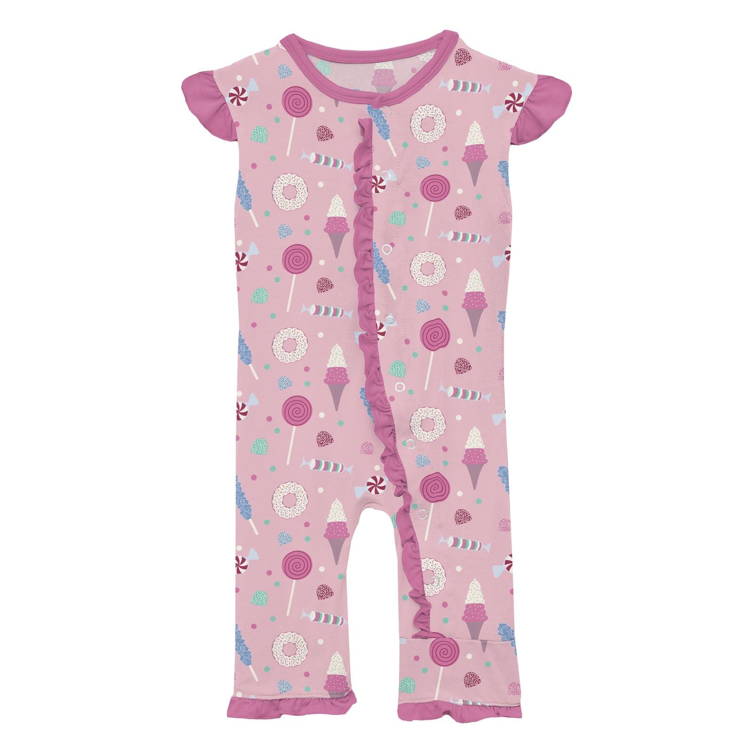 Print Ruffle Tank Romper in Cake Pop Candy Dreams