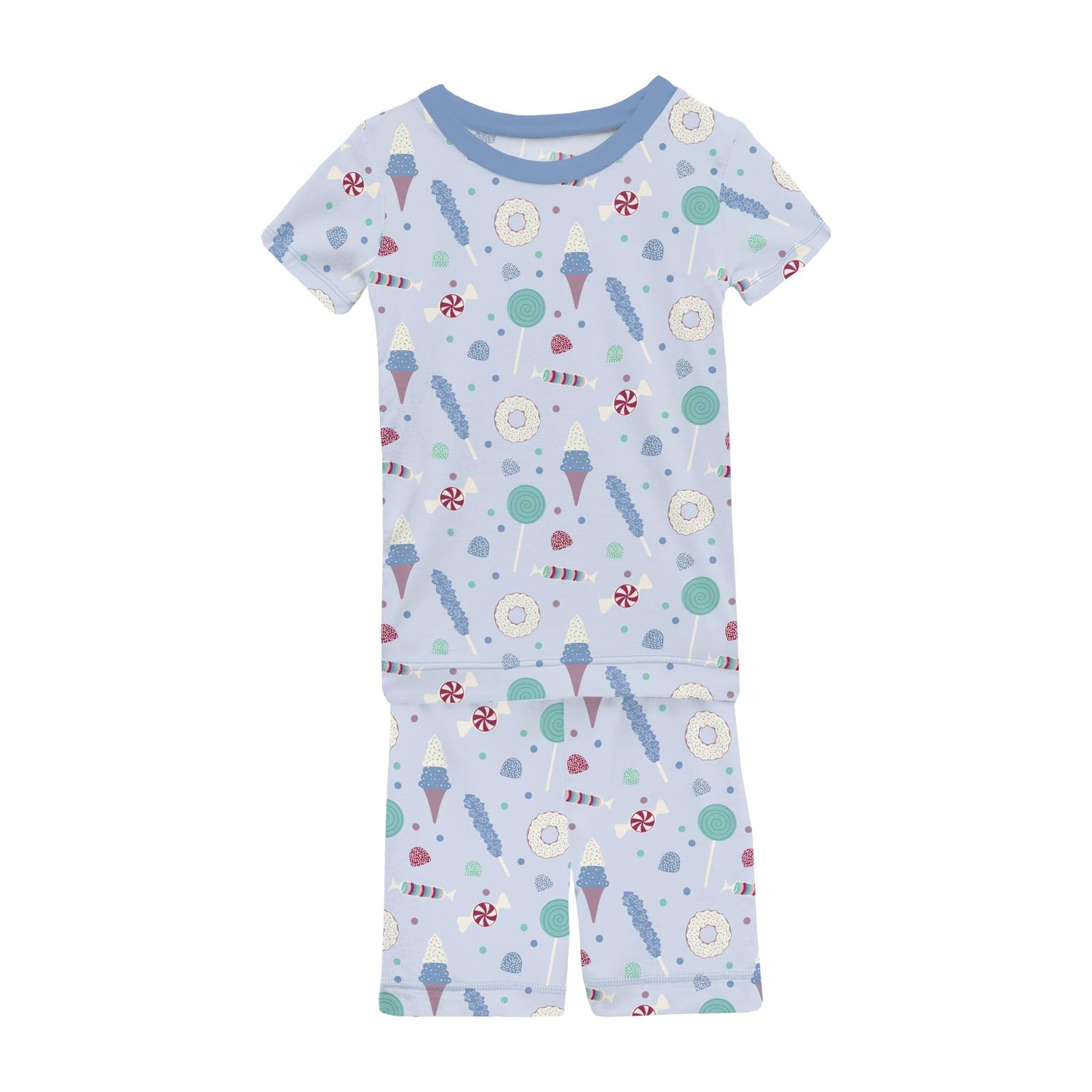 Print Short Sleeve Pajama Set with Shorts in Dew Candy Dreams