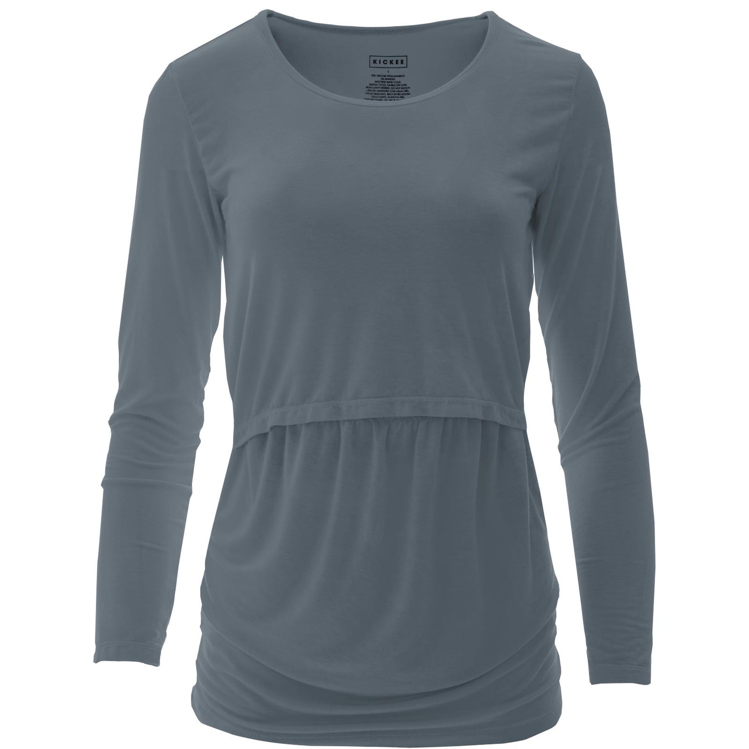 Women's Solid Long Sleeve Nursing Tee in Slate