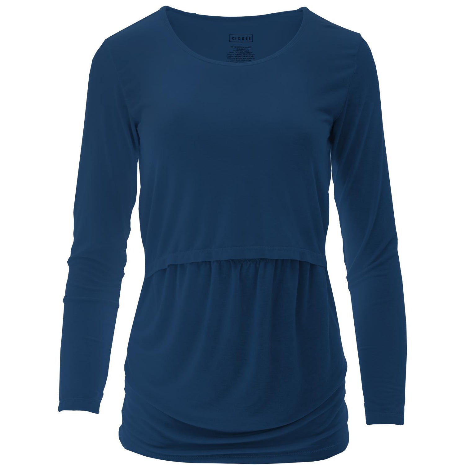 Women's Solid Long Sleeve Nursing Tee in Navy