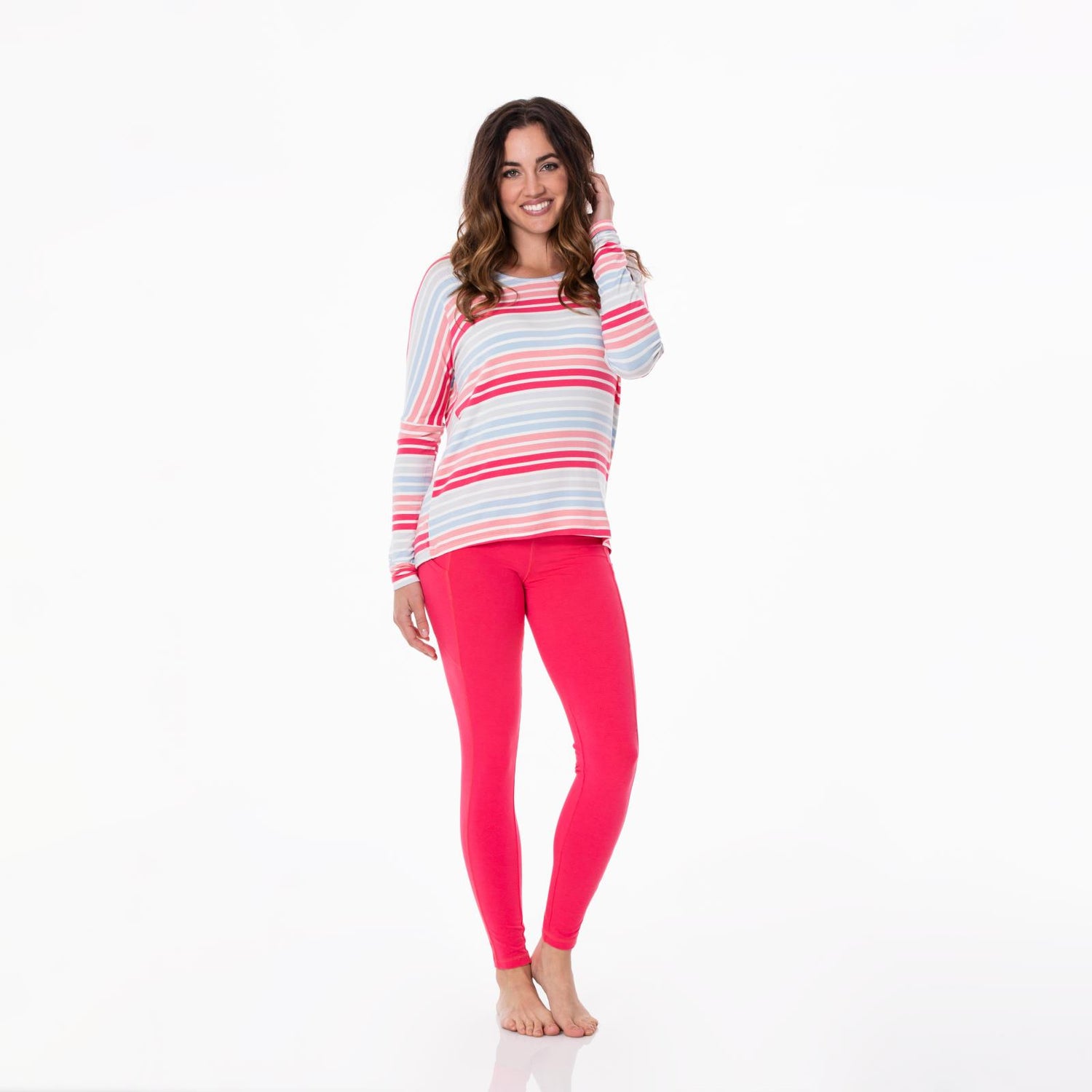Women's Print Open Back Top in Cotton Candy Stripe