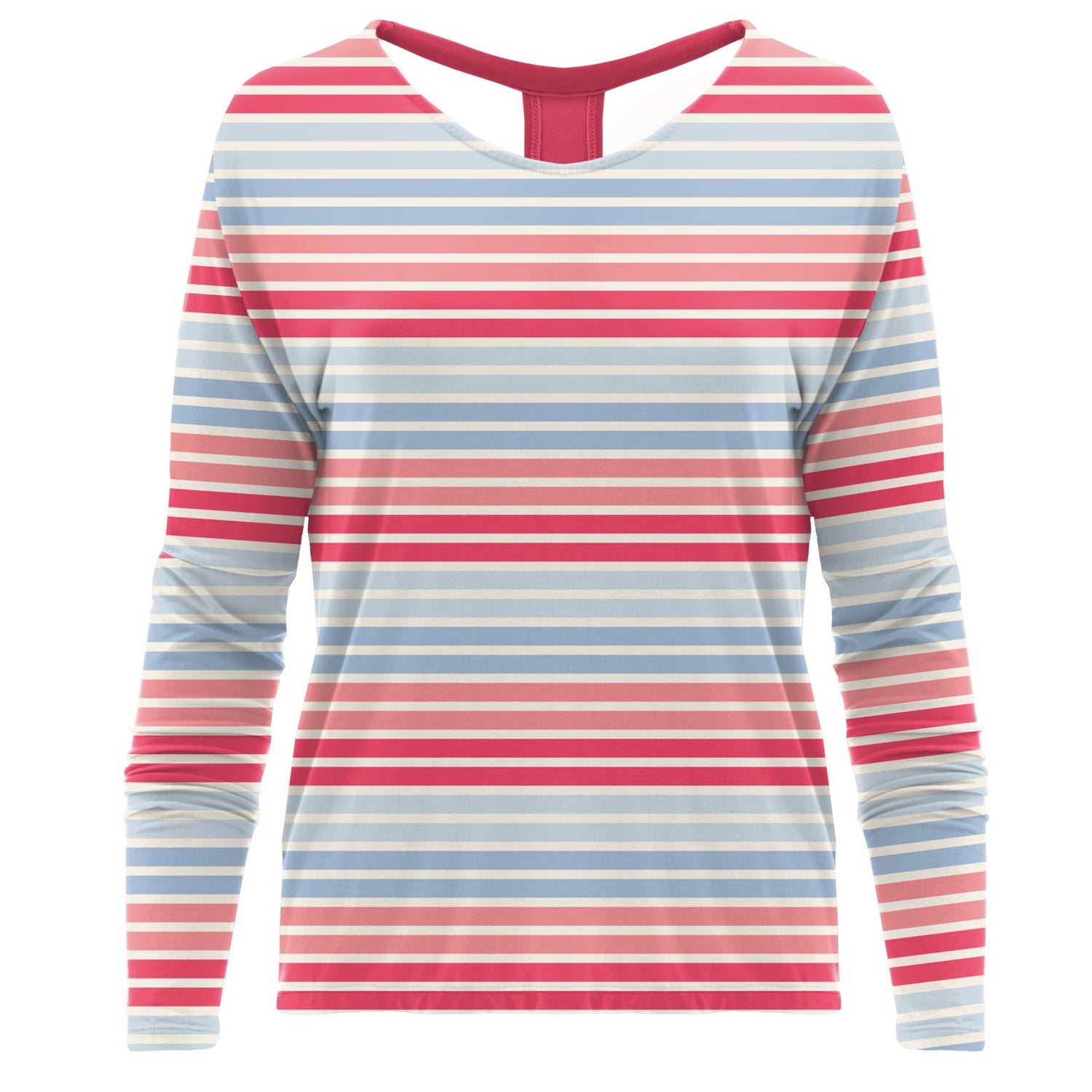 Women's Print Open Back Top in Cotton Candy Stripe