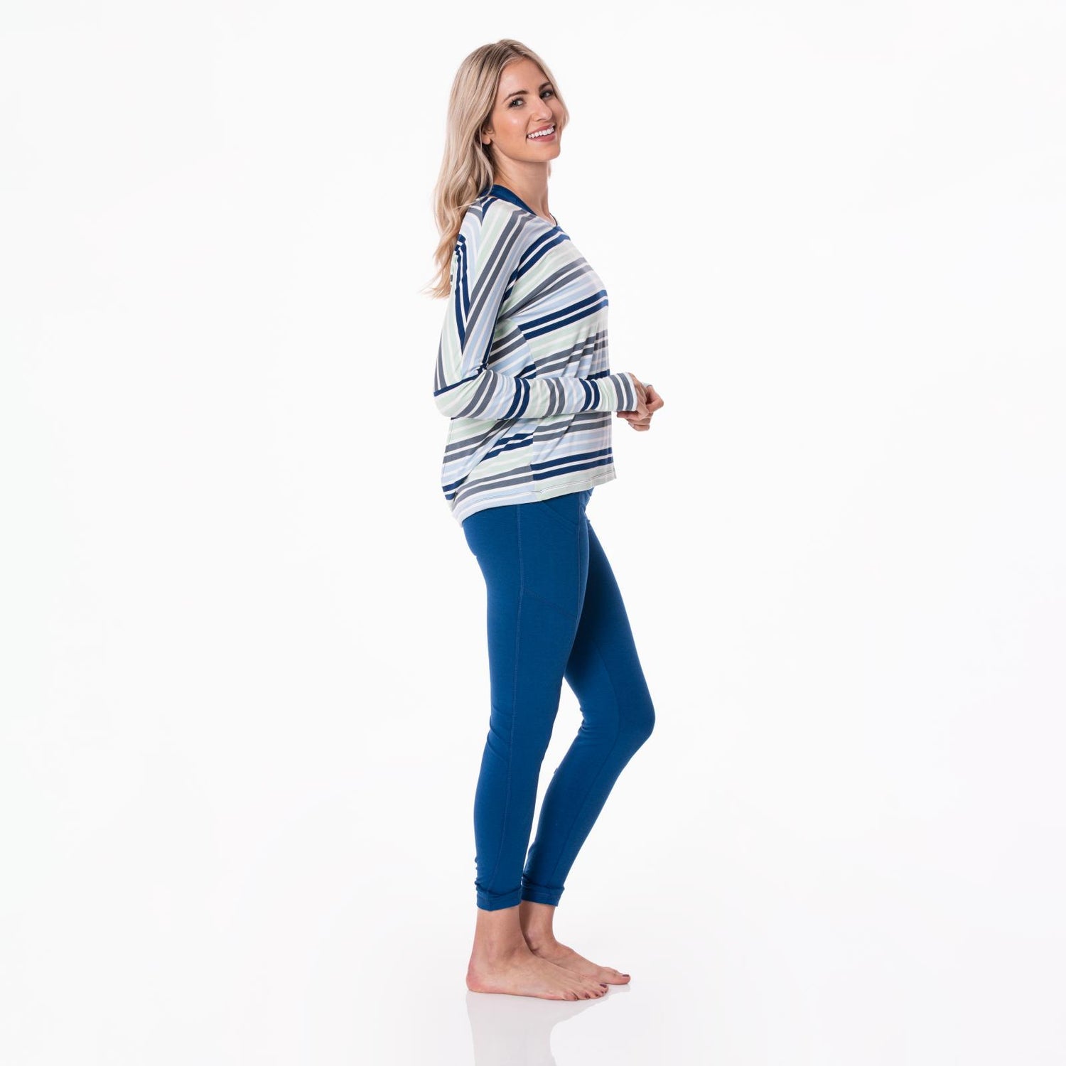 Women's Print Open Back Top in Fairground Stripe