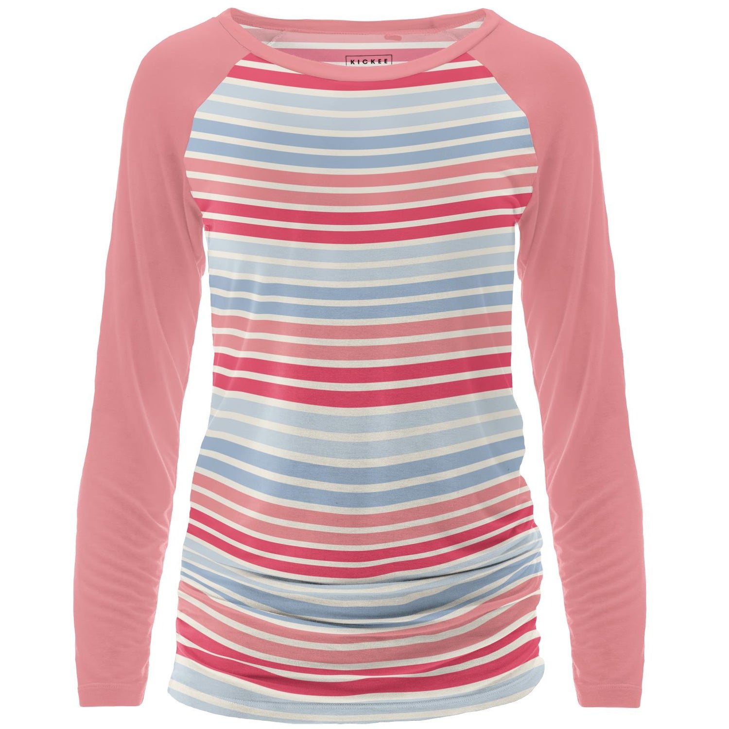 Print Long Sleeve Raglan Maternity Tee in Cotton Candy Stripe