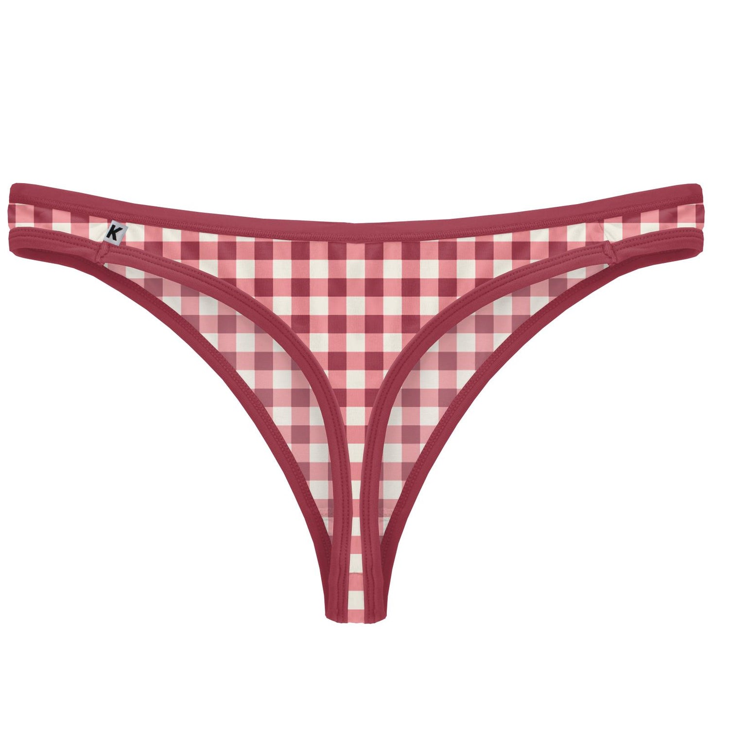 Women's Print Classic Thong Underwear in Wild Strawberry Gingham