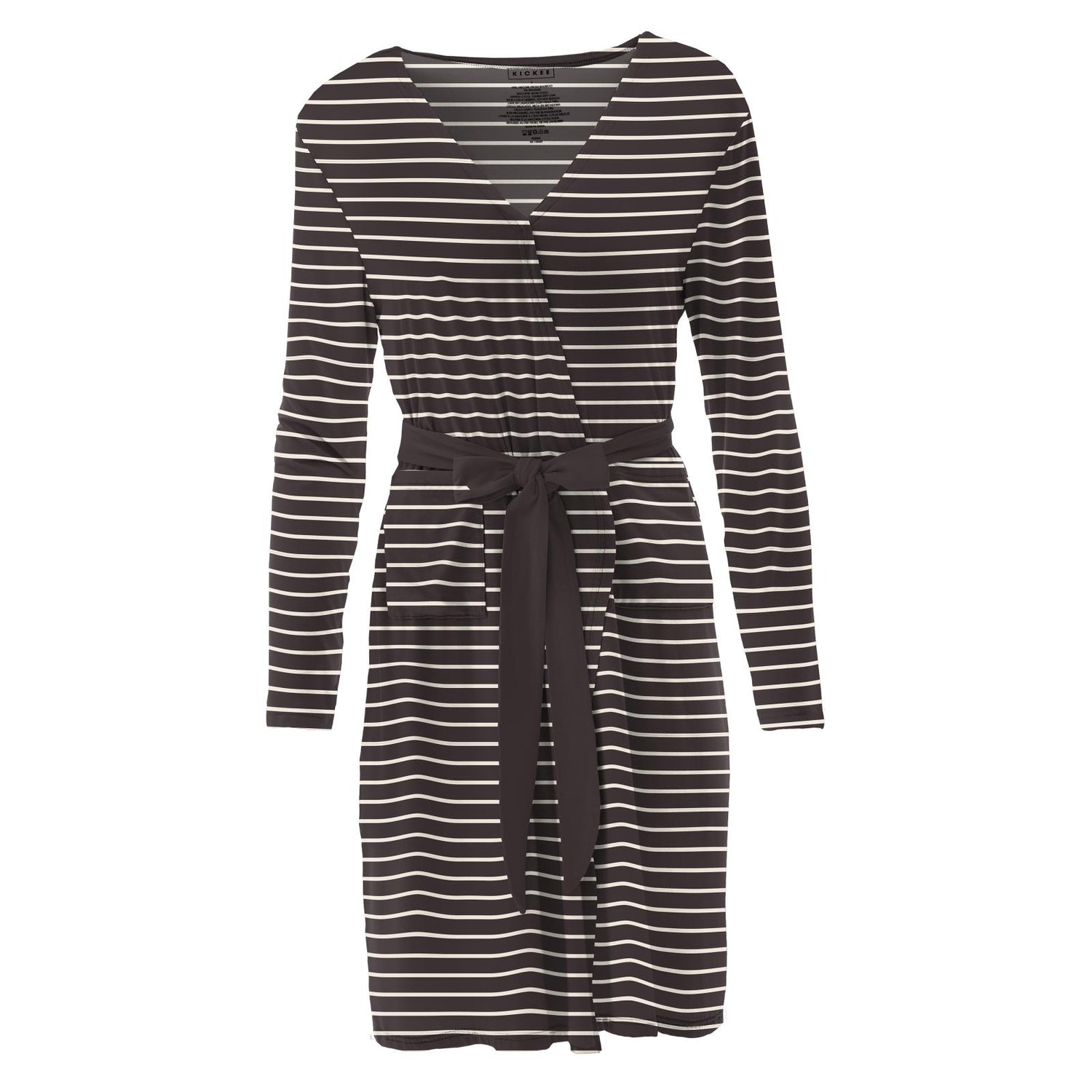 Women's Print Mid Length Lounge Robe in 90's Stripe