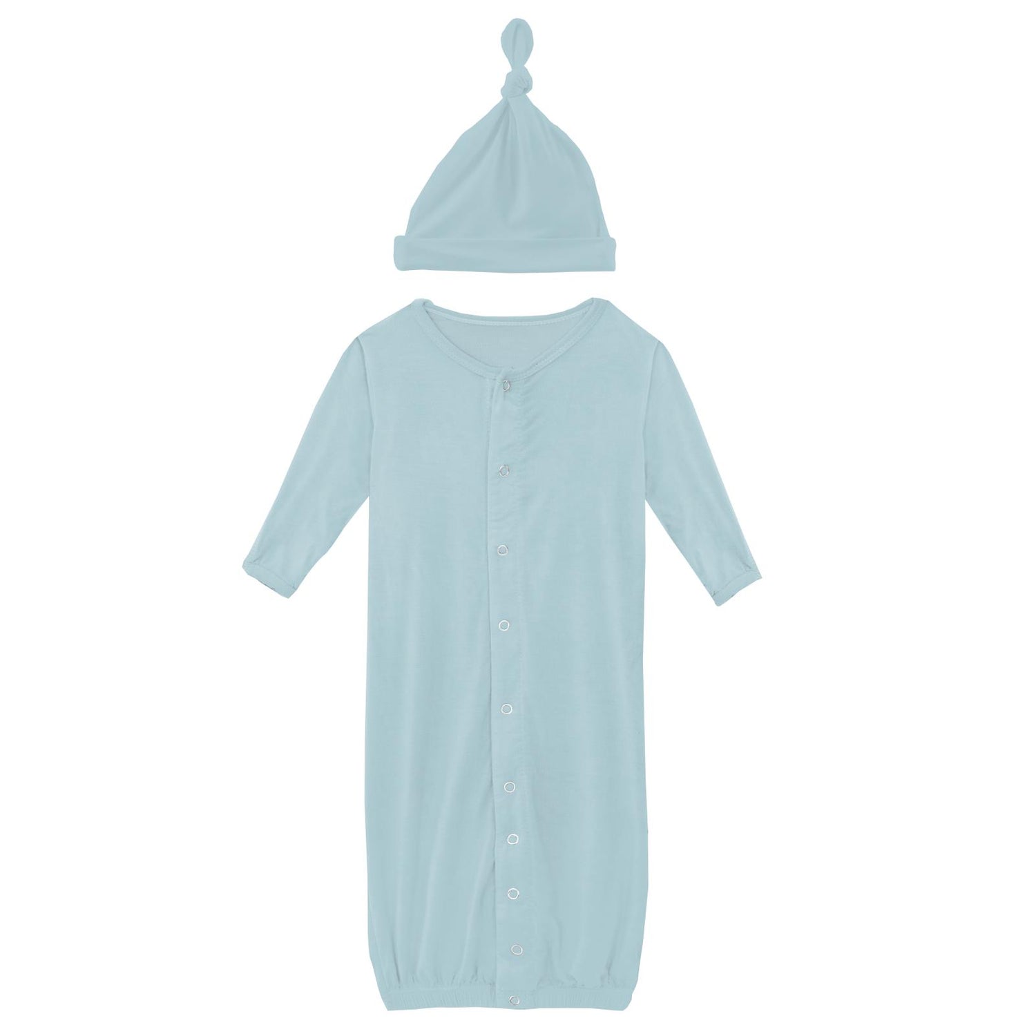 Layette Gown Converter & Single Knot Hat Set in Spring Sky