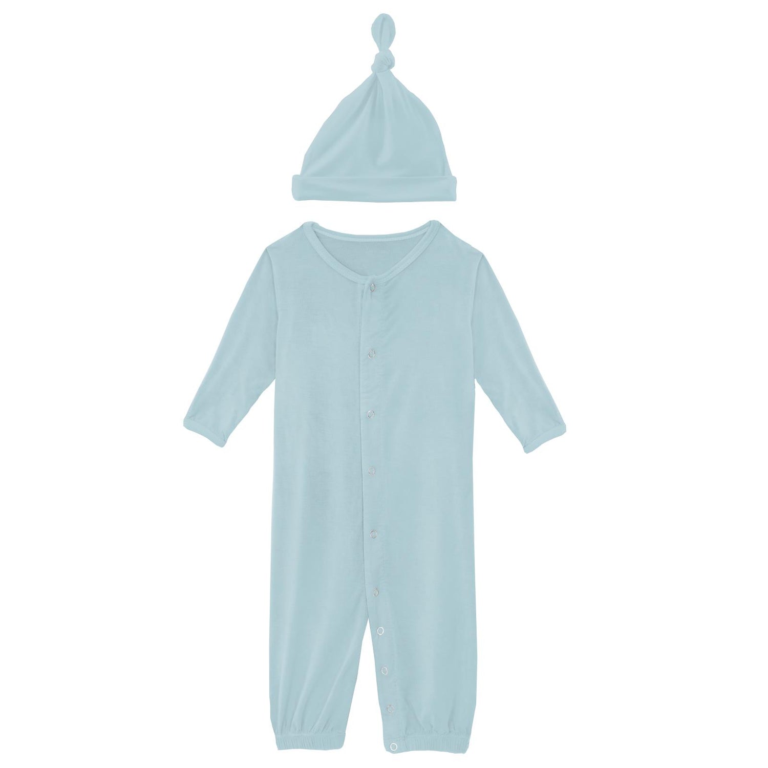 Layette Gown Converter & Single Knot Hat Set in Spring Sky