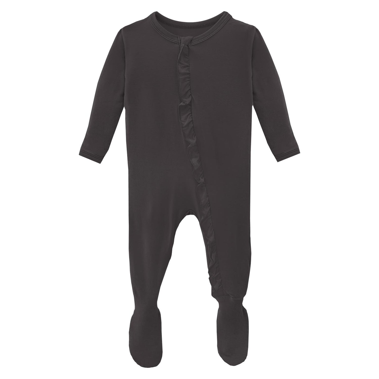 Classic Ruffle Footie with 2 Way Zipper in Midnight