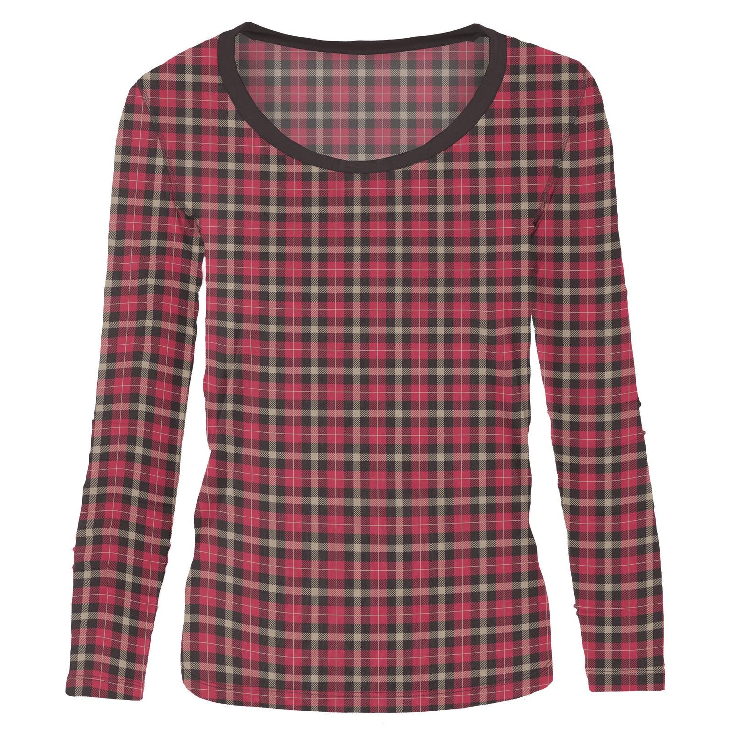 Women's Print Long Sleeve Scoop Neck Tee in 90's Plaid