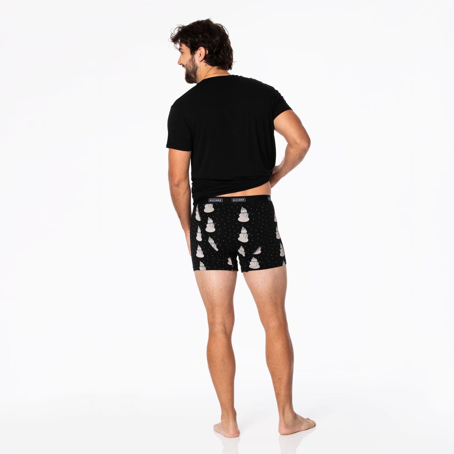 Men's Print Boxer Brief in Midnight Snowman