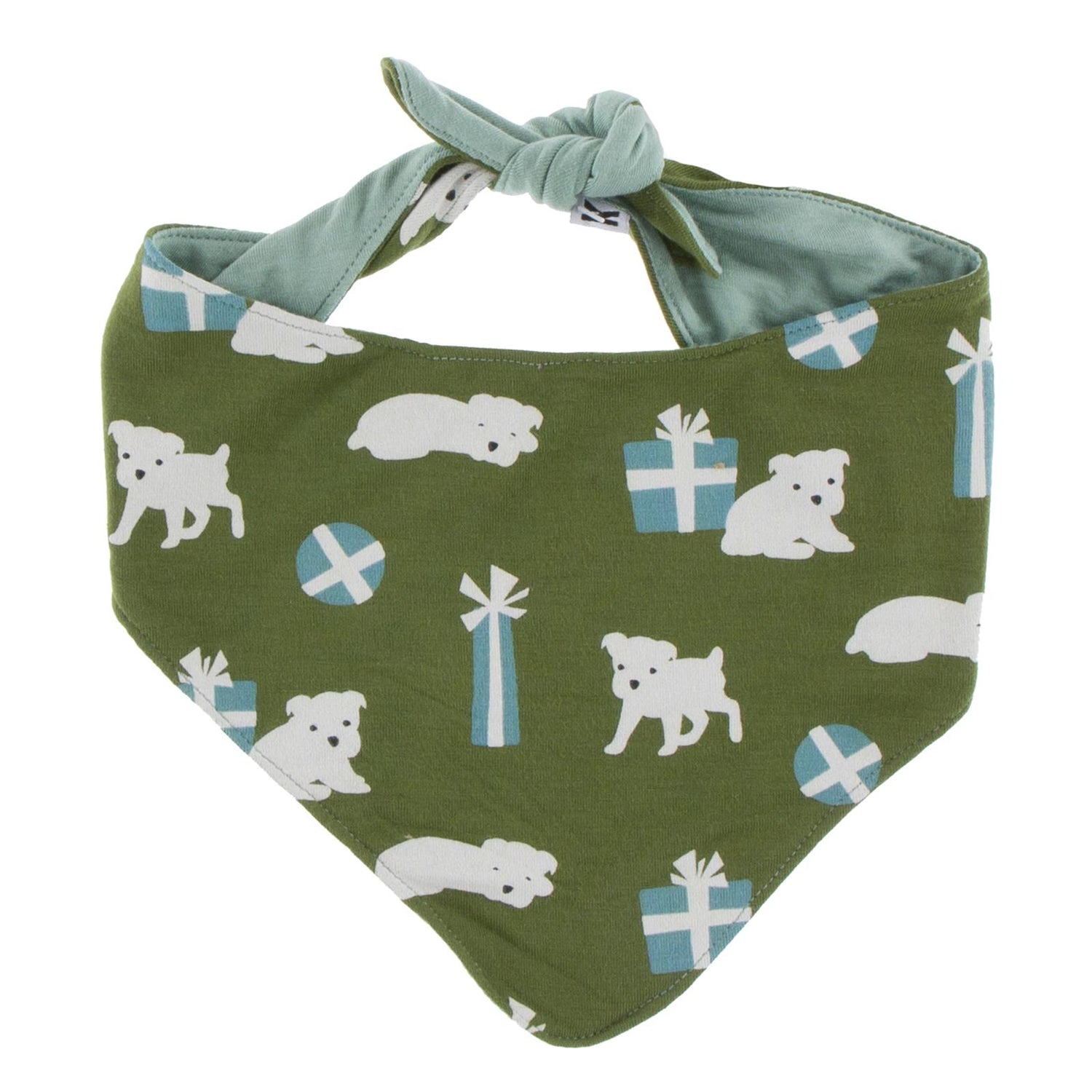 Print Dog Bandana in Moss Puppies and Presents
