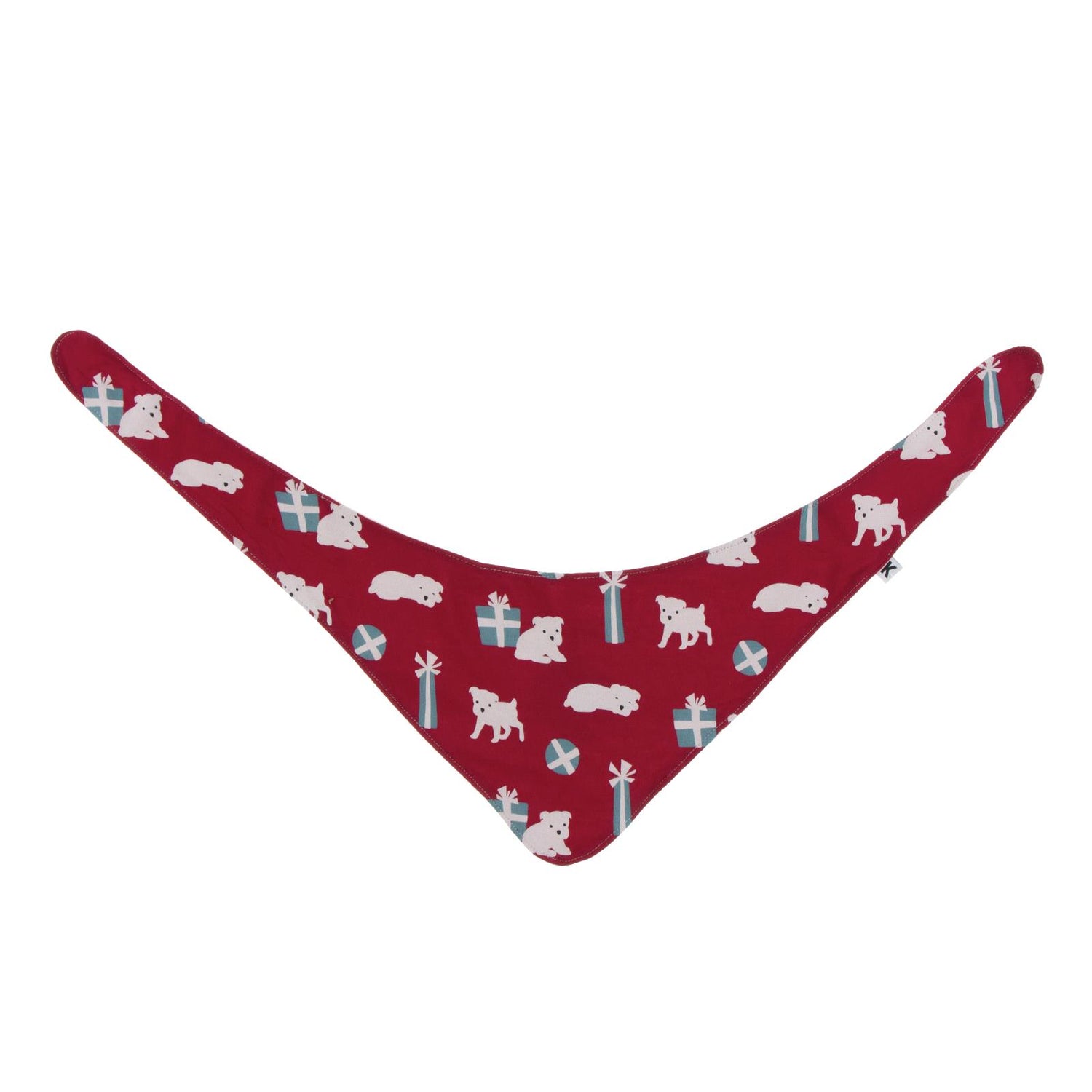 Print Dog Bandana in Crimson Puppies and Presents