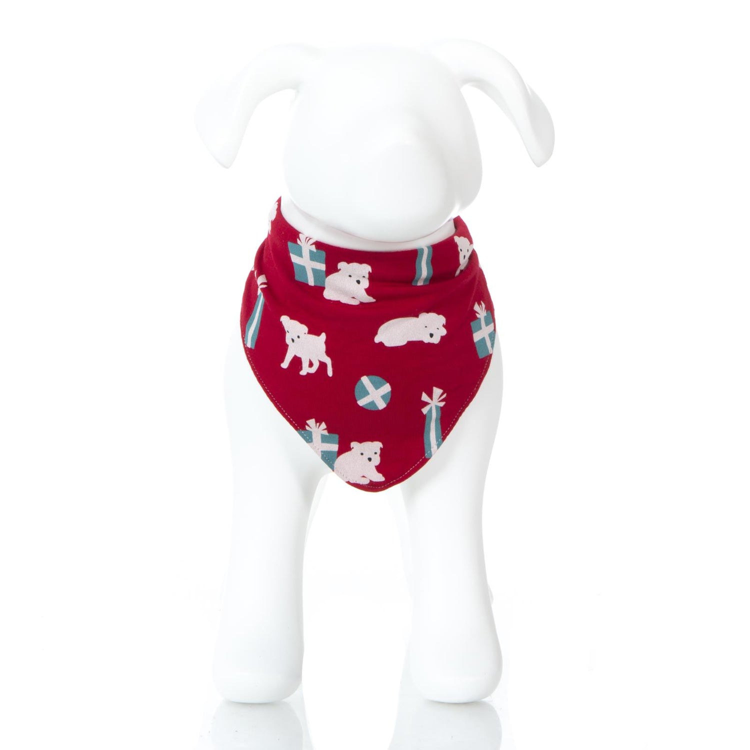 Print Dog Bandana in Crimson Puppies and Presents