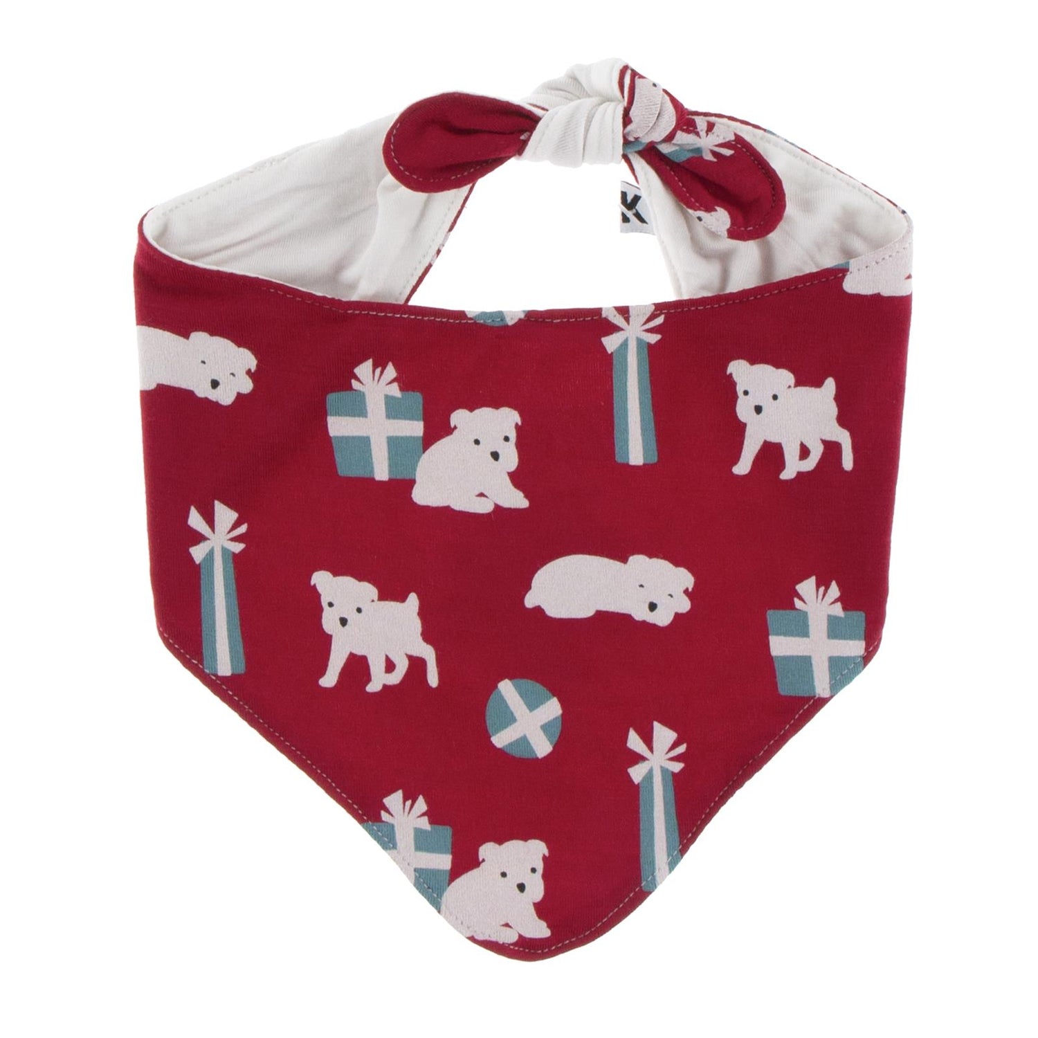 Print Dog Bandana in Crimson Puppies and Presents