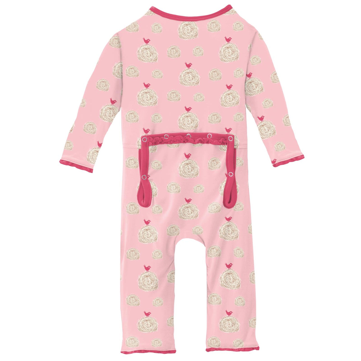 Print Muffin Ruffle Coverall with Zipper in Lotus Hay Bales