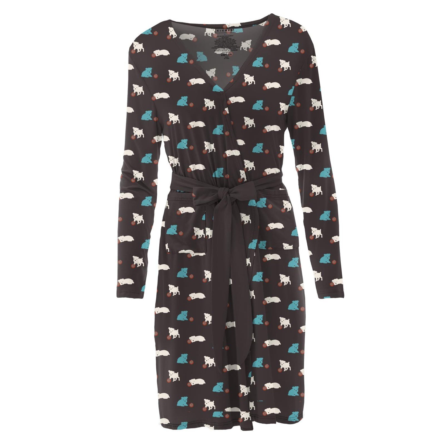 Print Maternity/Nursing Robe in Midnight Puppy