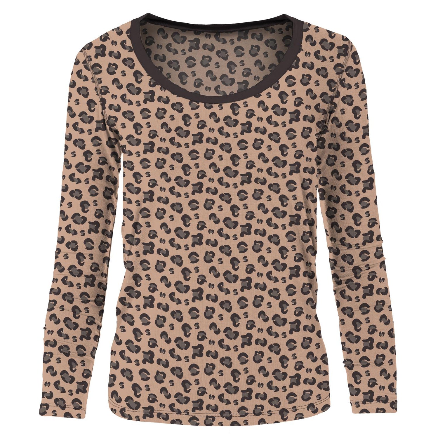 Women's Print Long Sleeve Scoop Neck Tee in Suede Cheetah Print