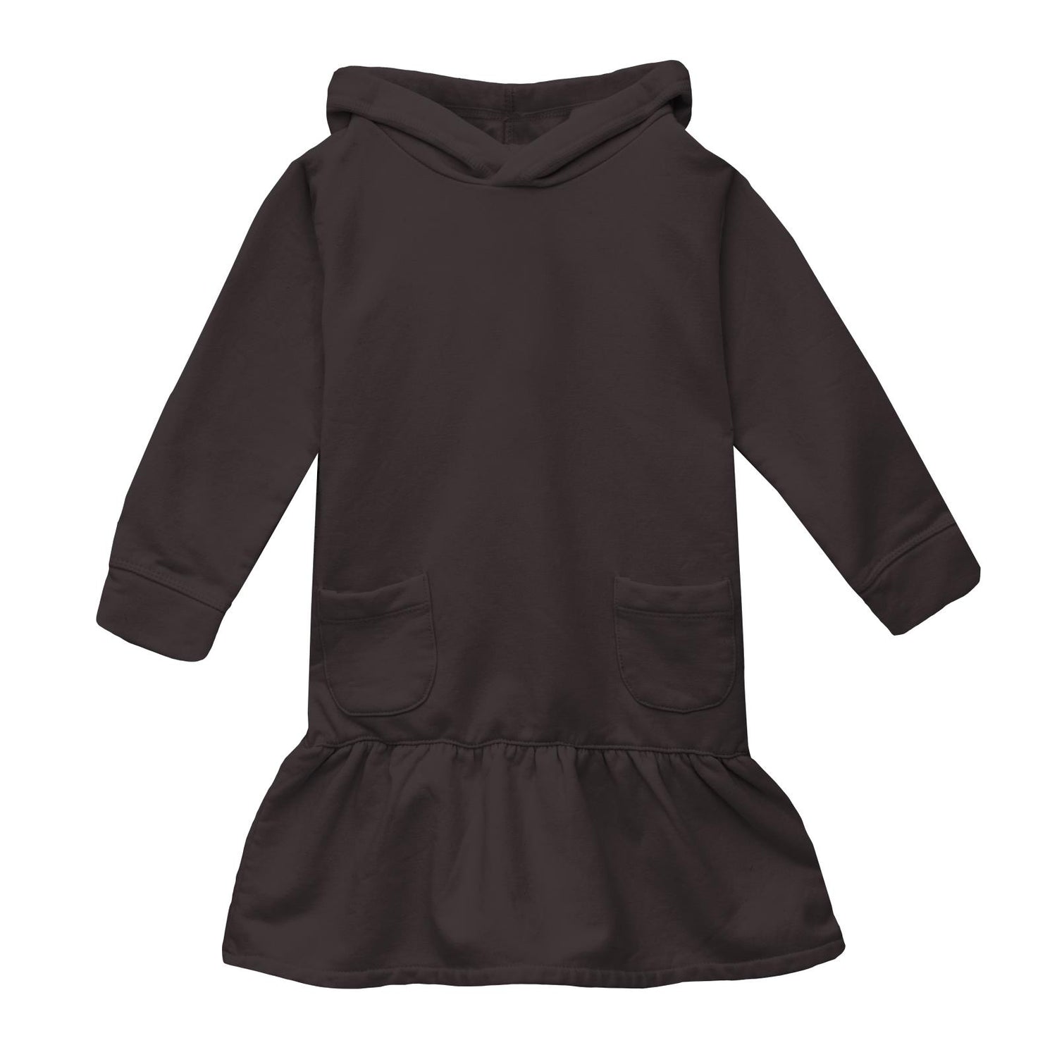 Long Sleeve Fleece Hoodie Dress in Midnight
