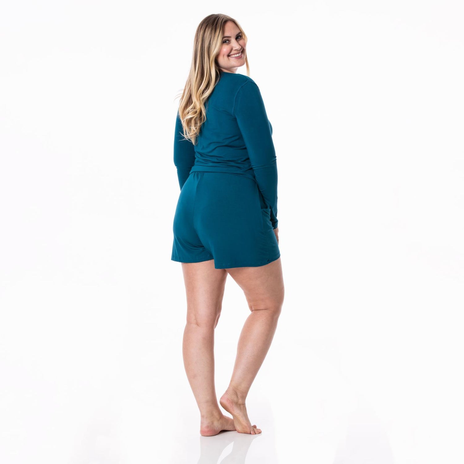 Women's Long Sleeve Loosey Goosey Tee in Peacock