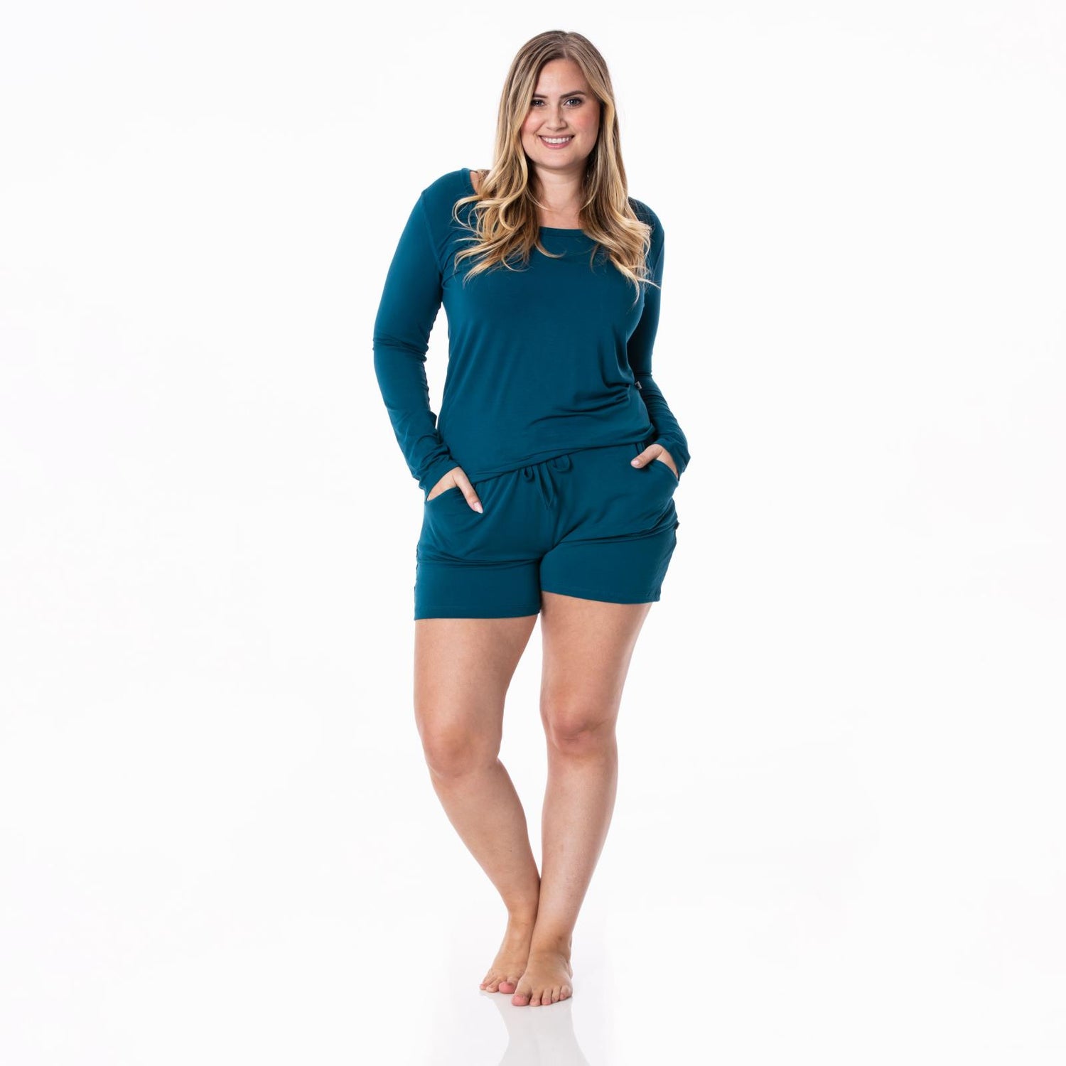Women's Long Sleeve Loosey Goosey Tee in Peacock