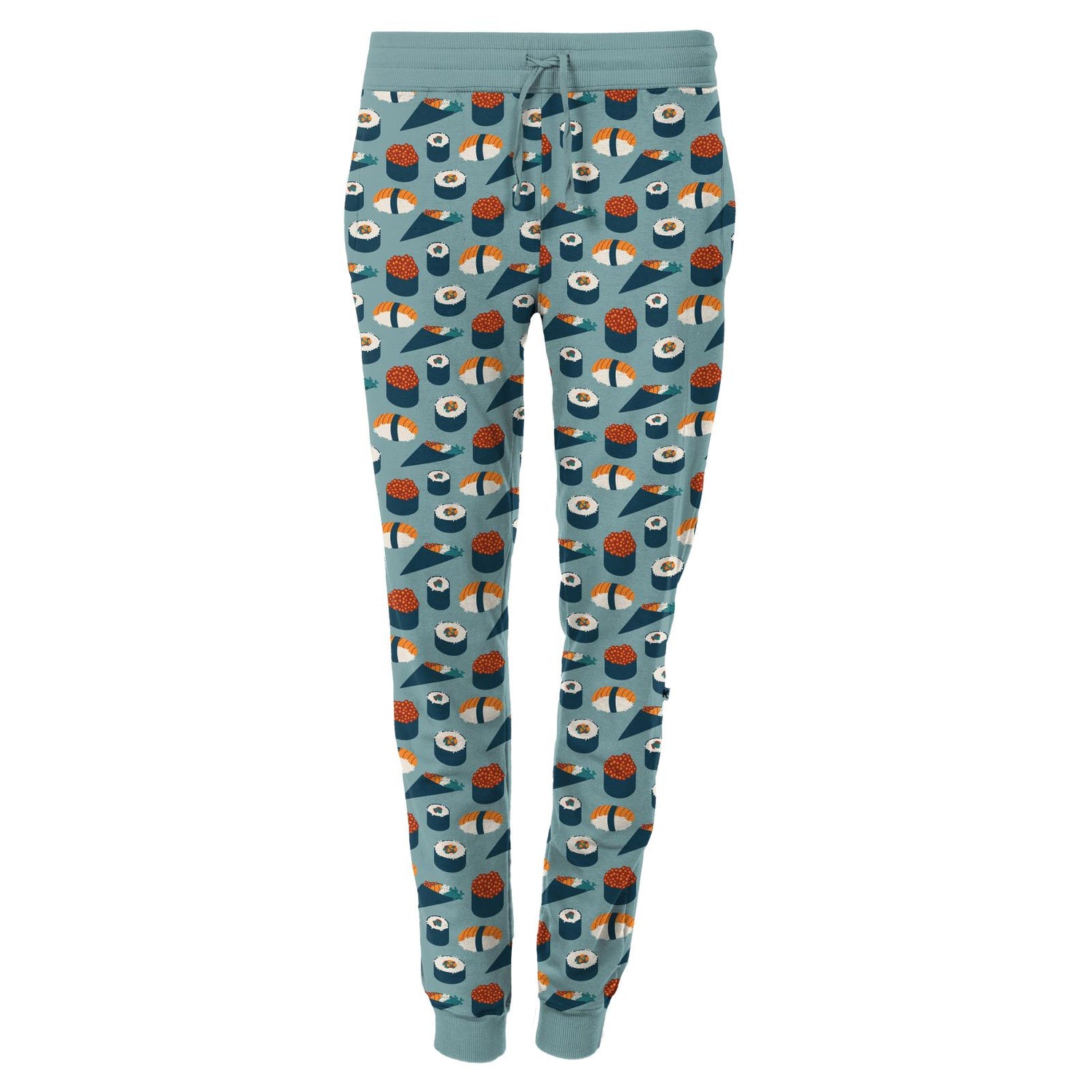 Women's Print Fleece Joggers in Jade Sushi