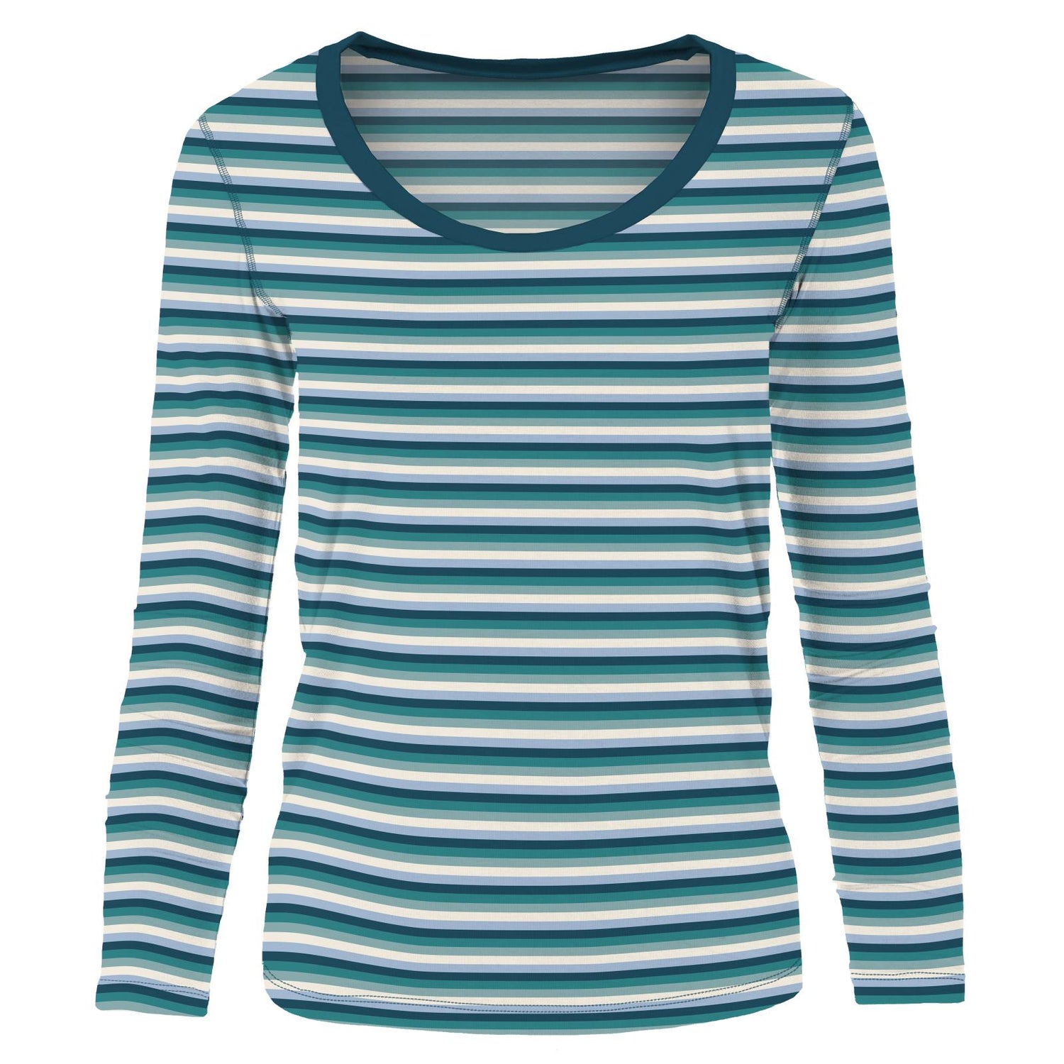 Women's Print Long Sleeve Scoop Neck Tee in Dino Stripe